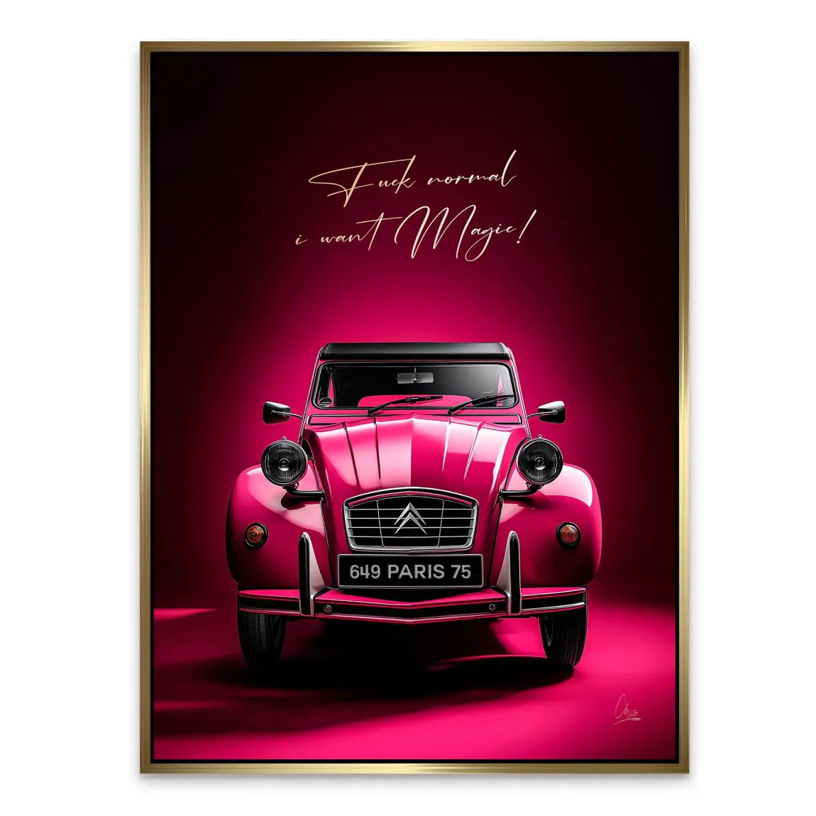 Pink Magic 2CV Alu Dibond Bild