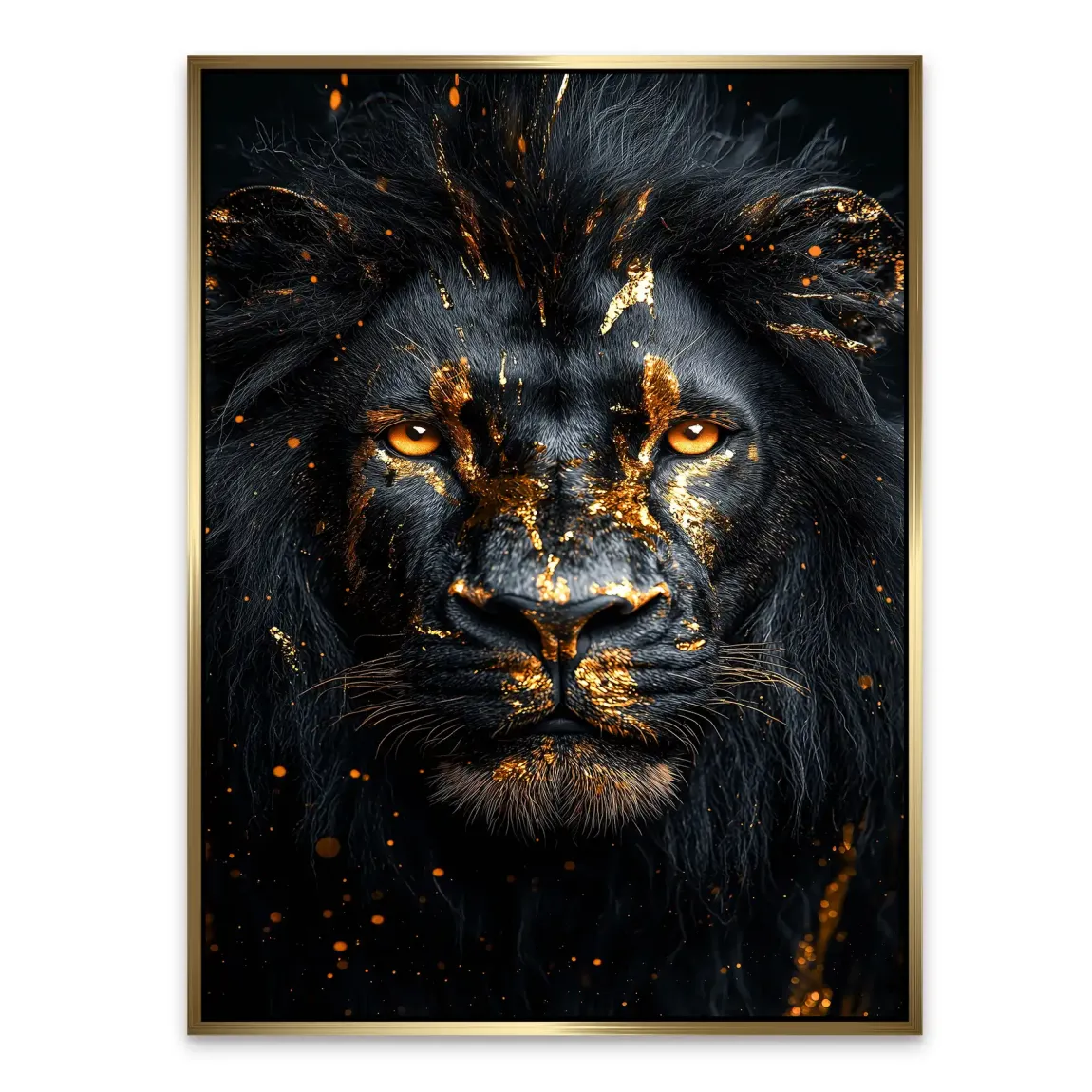 Black Lion in Gold Alu Dibond Bild INGALERIE