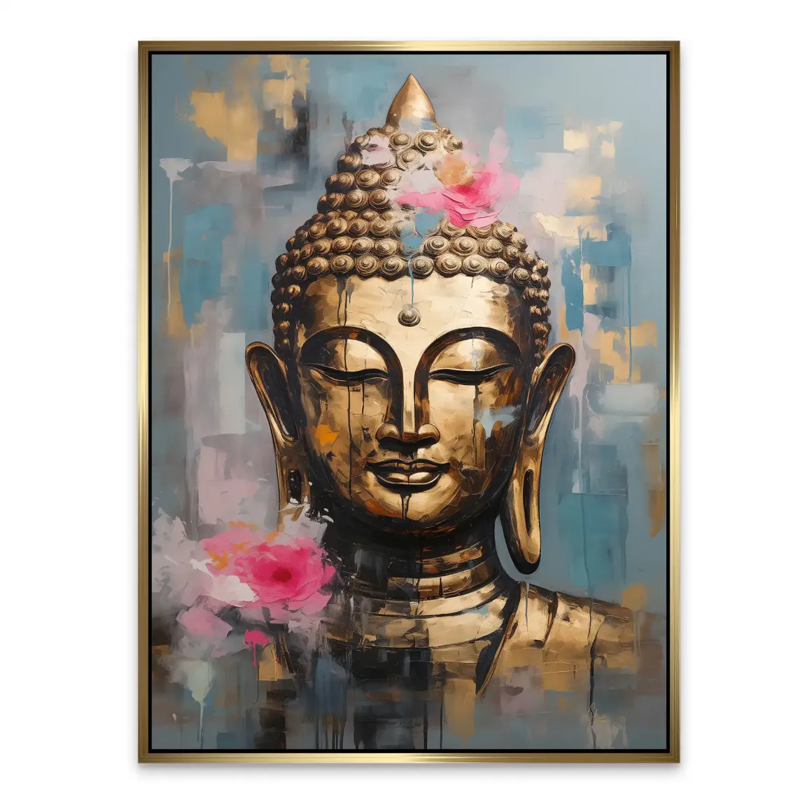 Golden Lotus Buddha Alu Dibond Bild