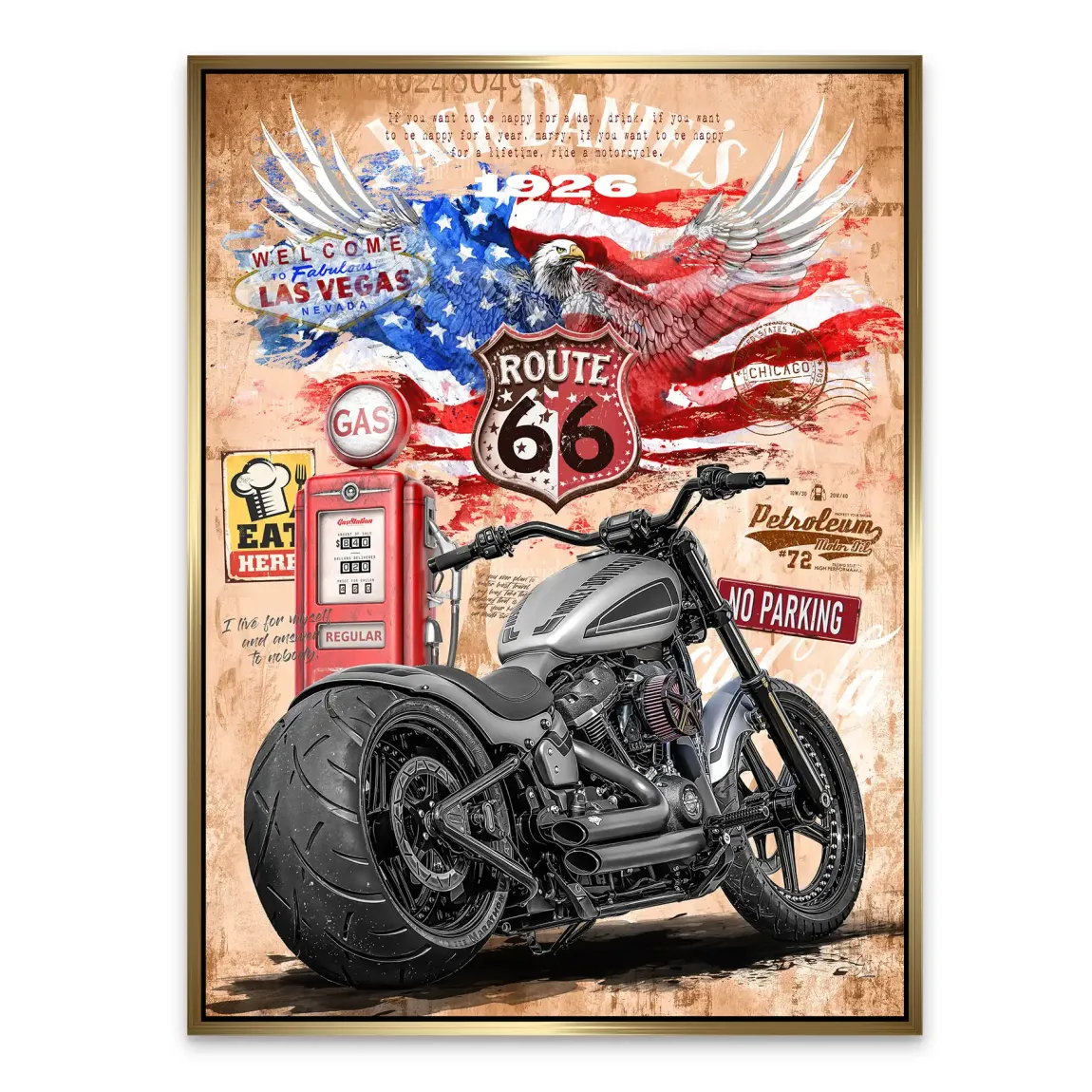 Harley Route 66 Alu Dibond Bild
