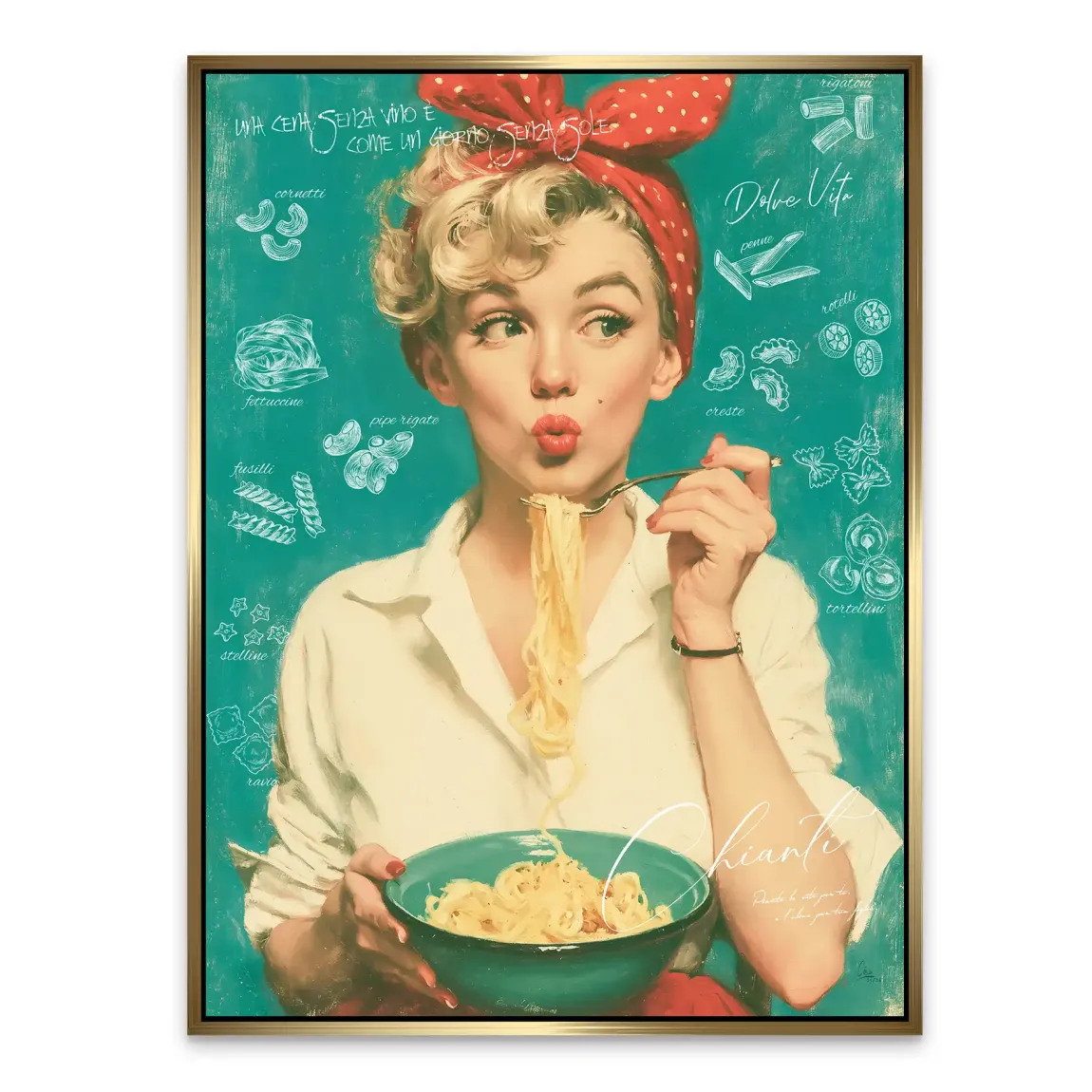 Marilyn Monroe Pasta Alu Dibond Wandbild