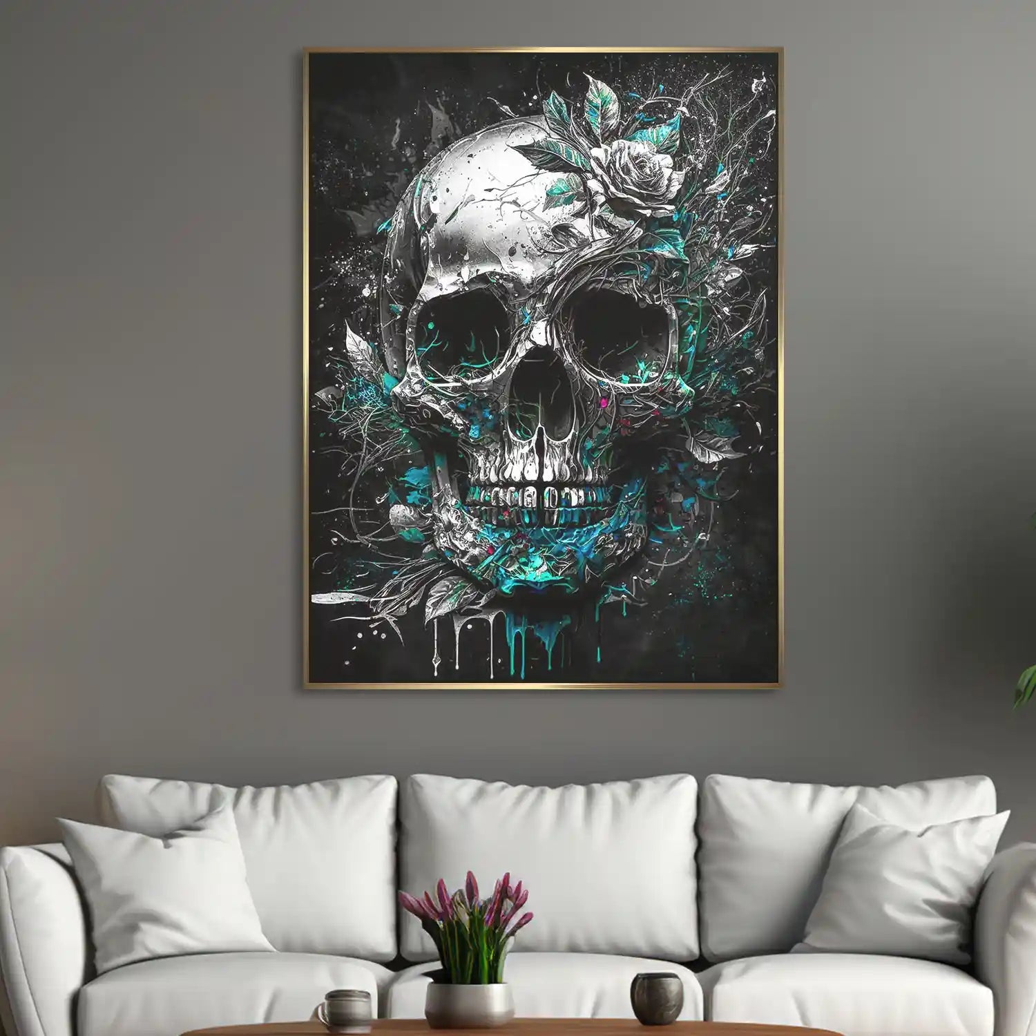 Totenkopf Silver Style AluDibond Bild INGALERIE