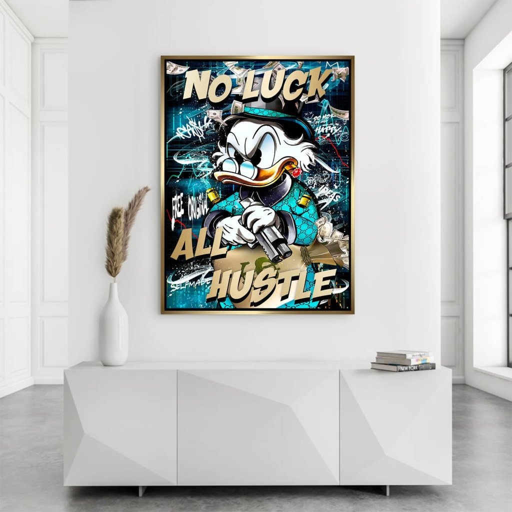 Dagobert Duck All Hustle Pop Art AluDibond Bild INGALERIE