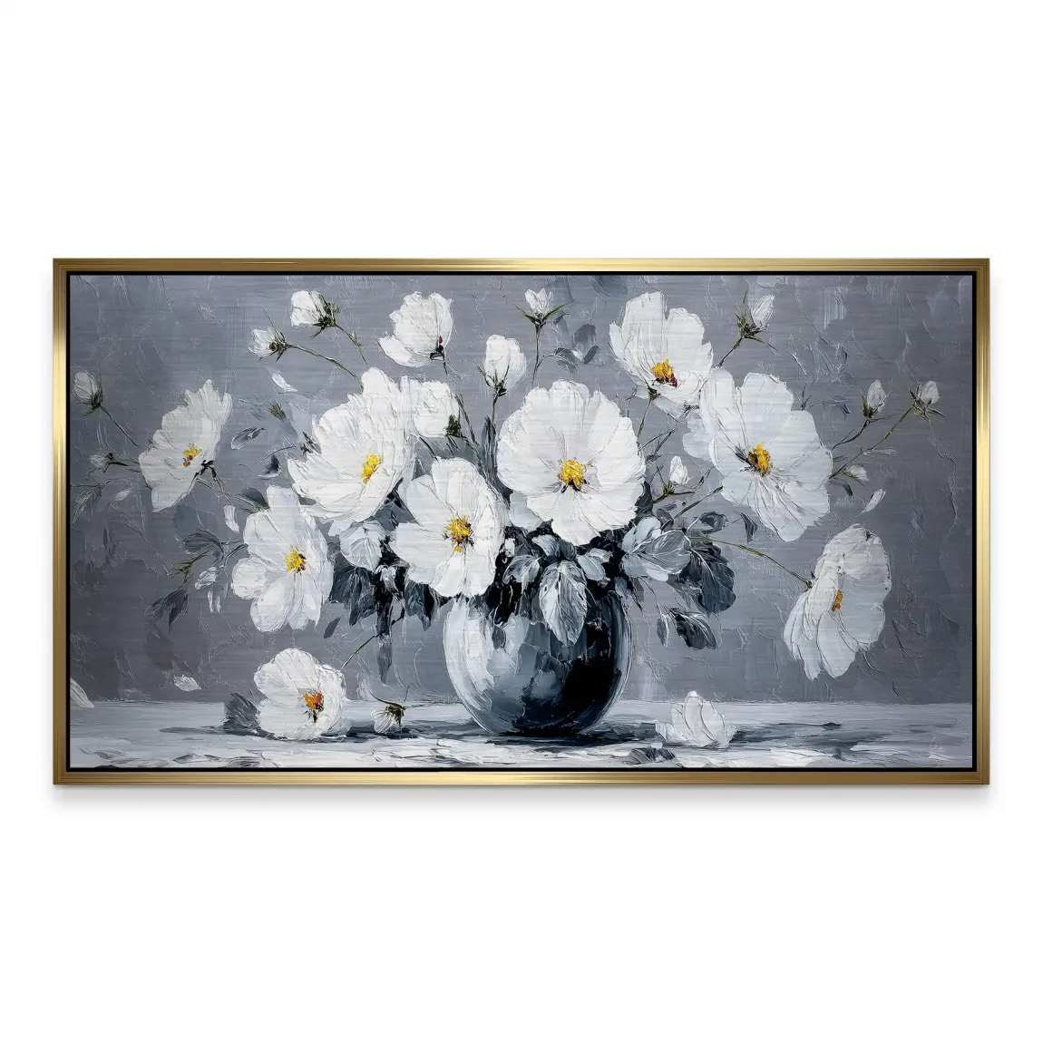 Silver White Blossom Art Alu Gebürstet