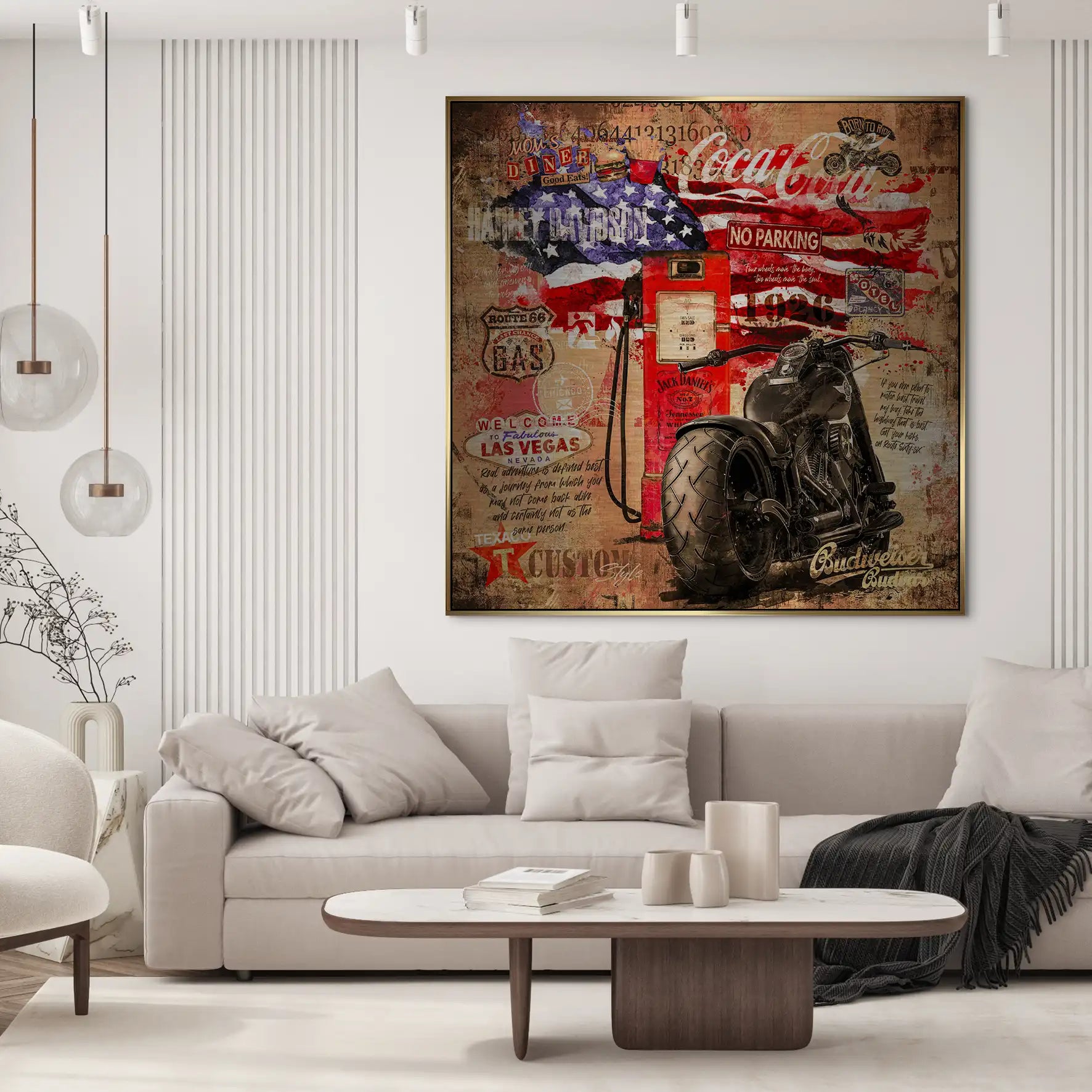 Harley USA Pop Art Retro Alu Gebürstet Bild INGALERIE