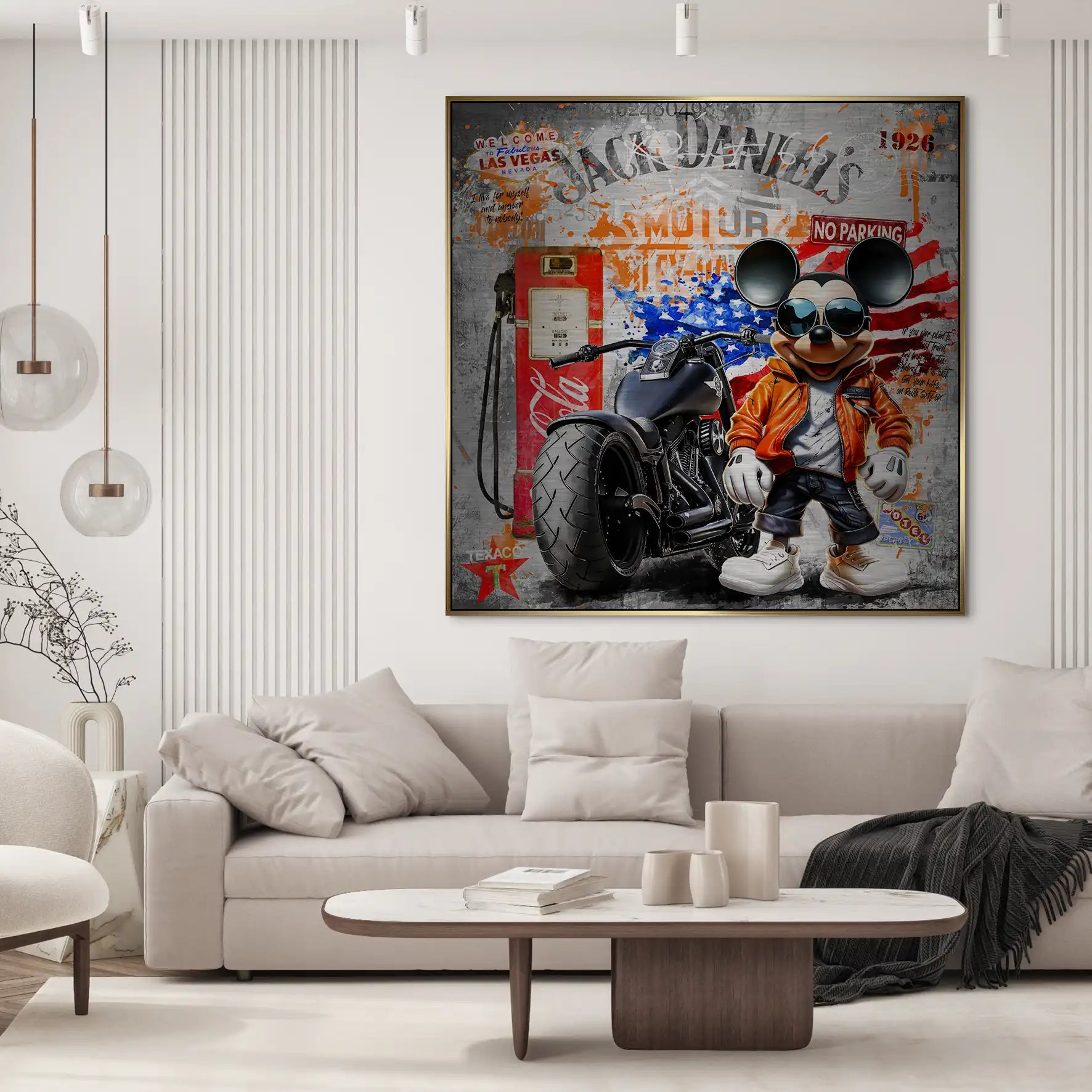 Harley Micky Maus Pop Art Alu Gebürstet Bild INGALERIE