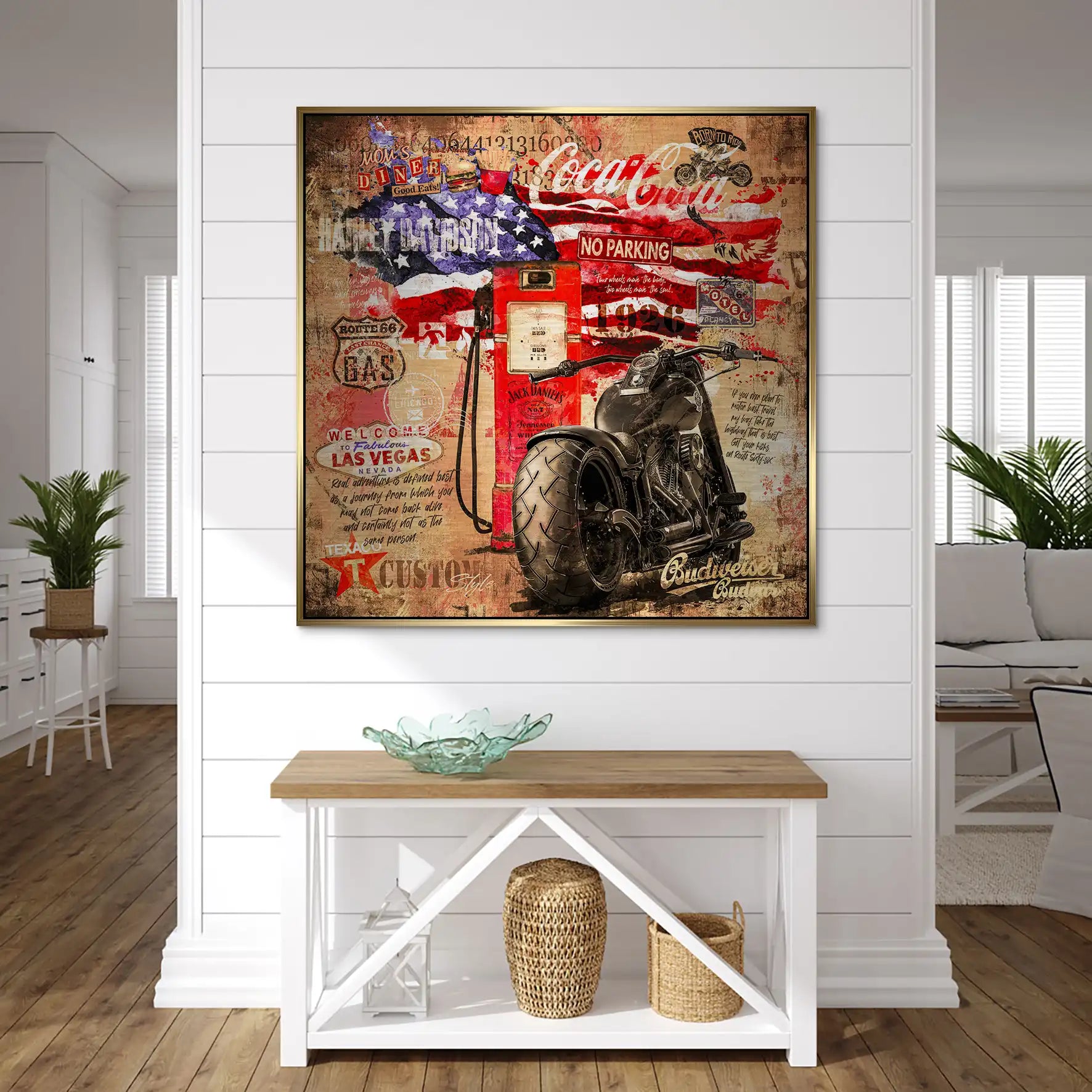 Harley USA Pop Art Retro Alu Gebürstet Bild INGALERIE