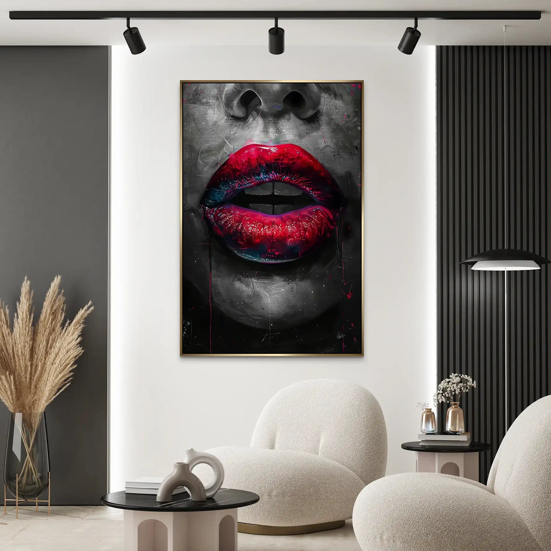 Abstrakt Red Lips Alu Gebürstet Bild INGALERIE