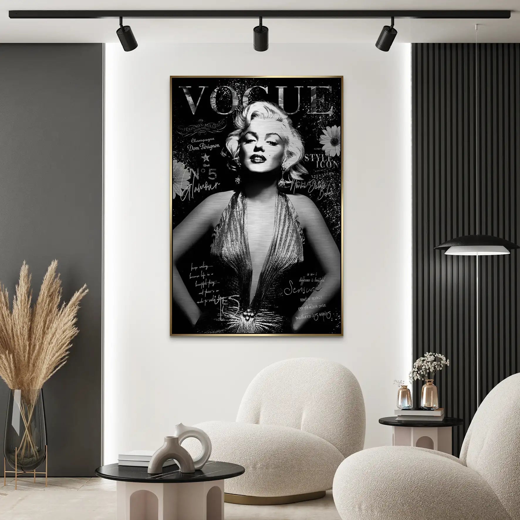 Marilyn Monroe Black Vogue Alu Gebürstet Bild INGALERIE