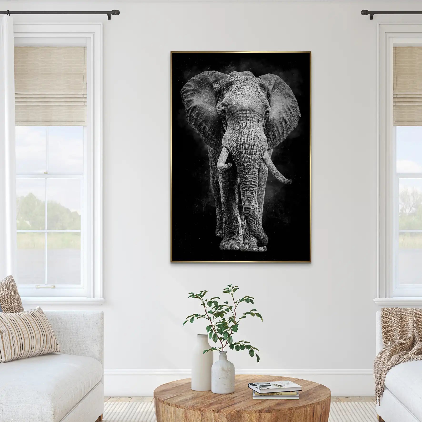 Elefant Abstrakt Dark Style AluDibond Gebürstet INGALERIE