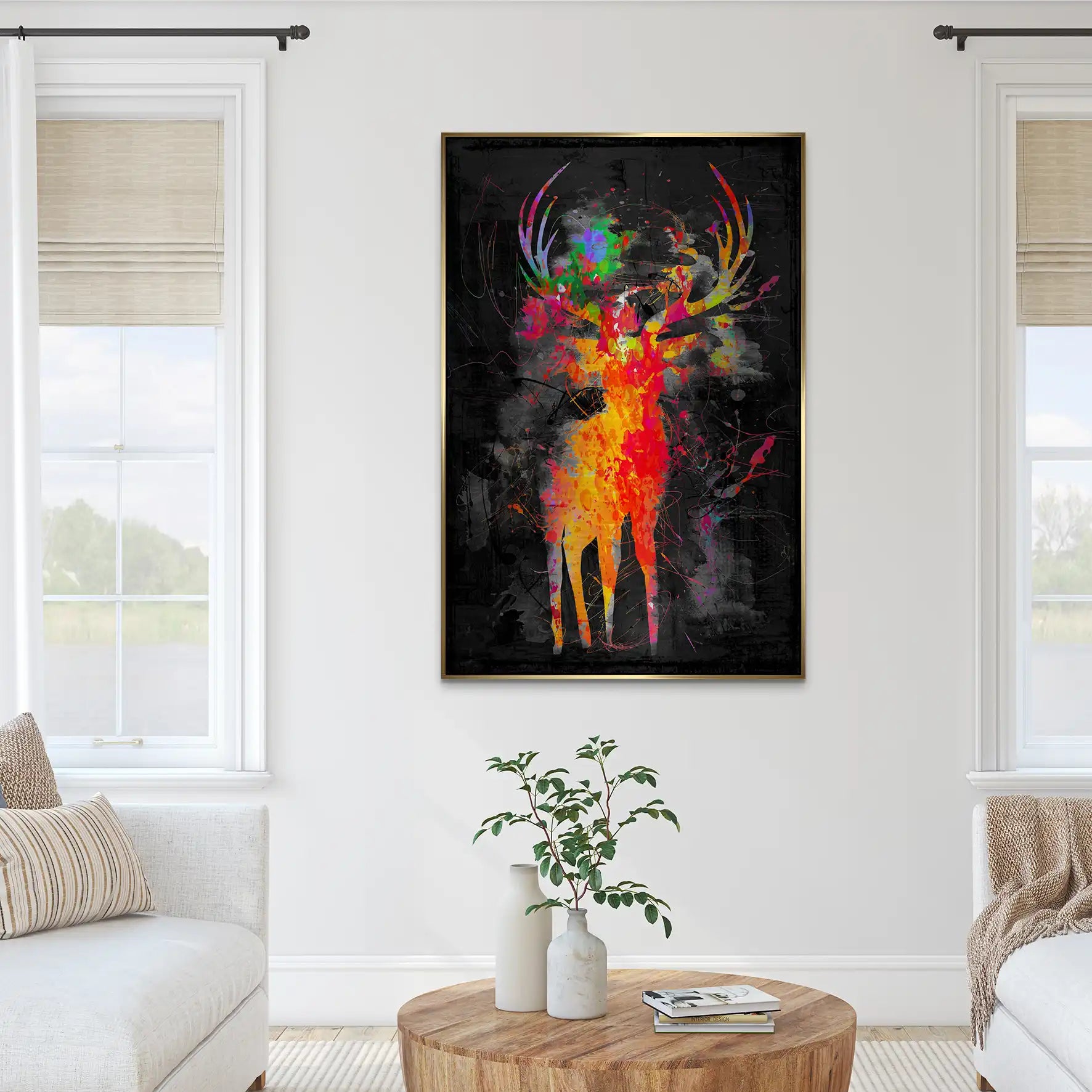 Hirsch Abstrakt Color Style AluDibond Gebürstet INGALERIE