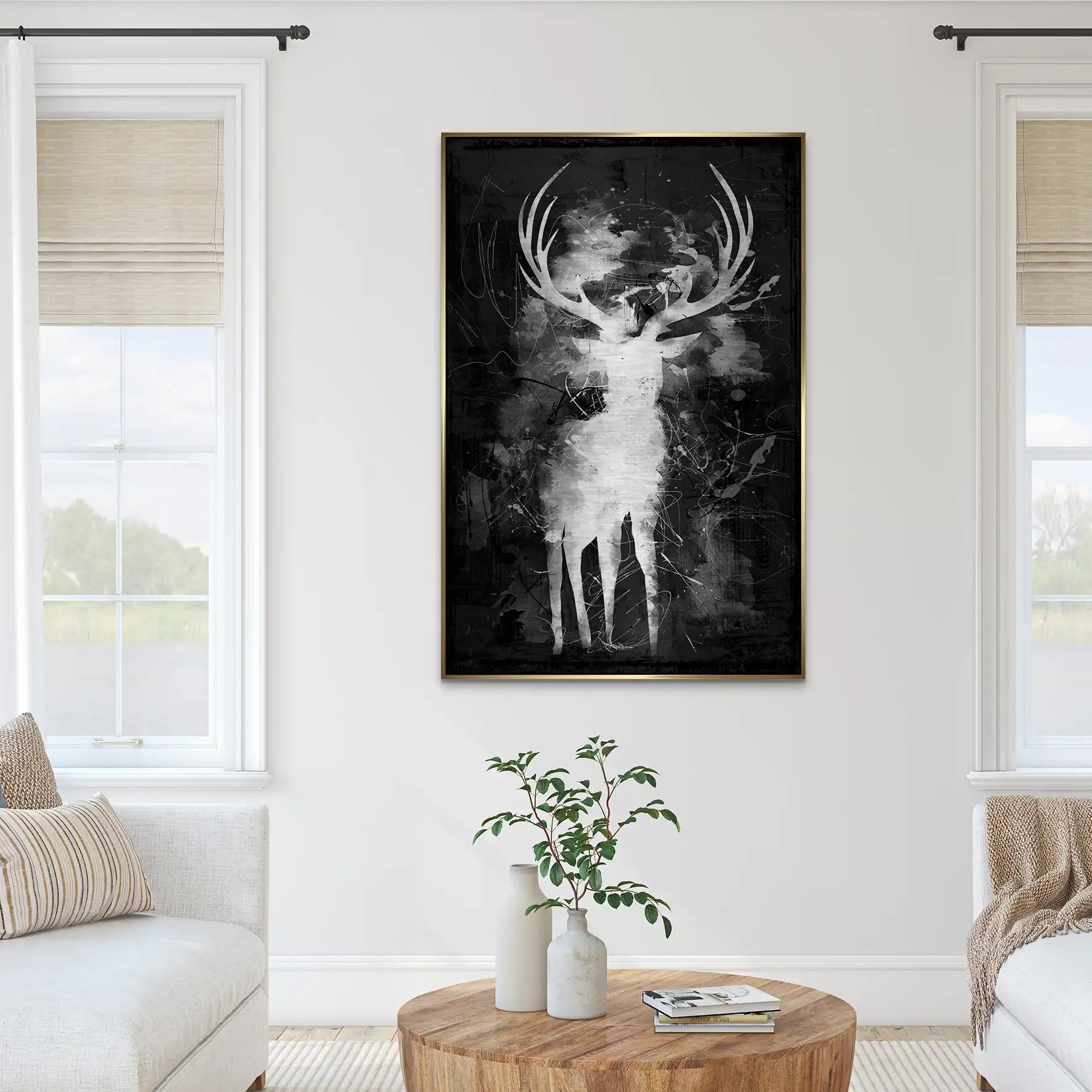 Hirsch Abstrakt Black Style AluDibond Gebürstet INGALERIE