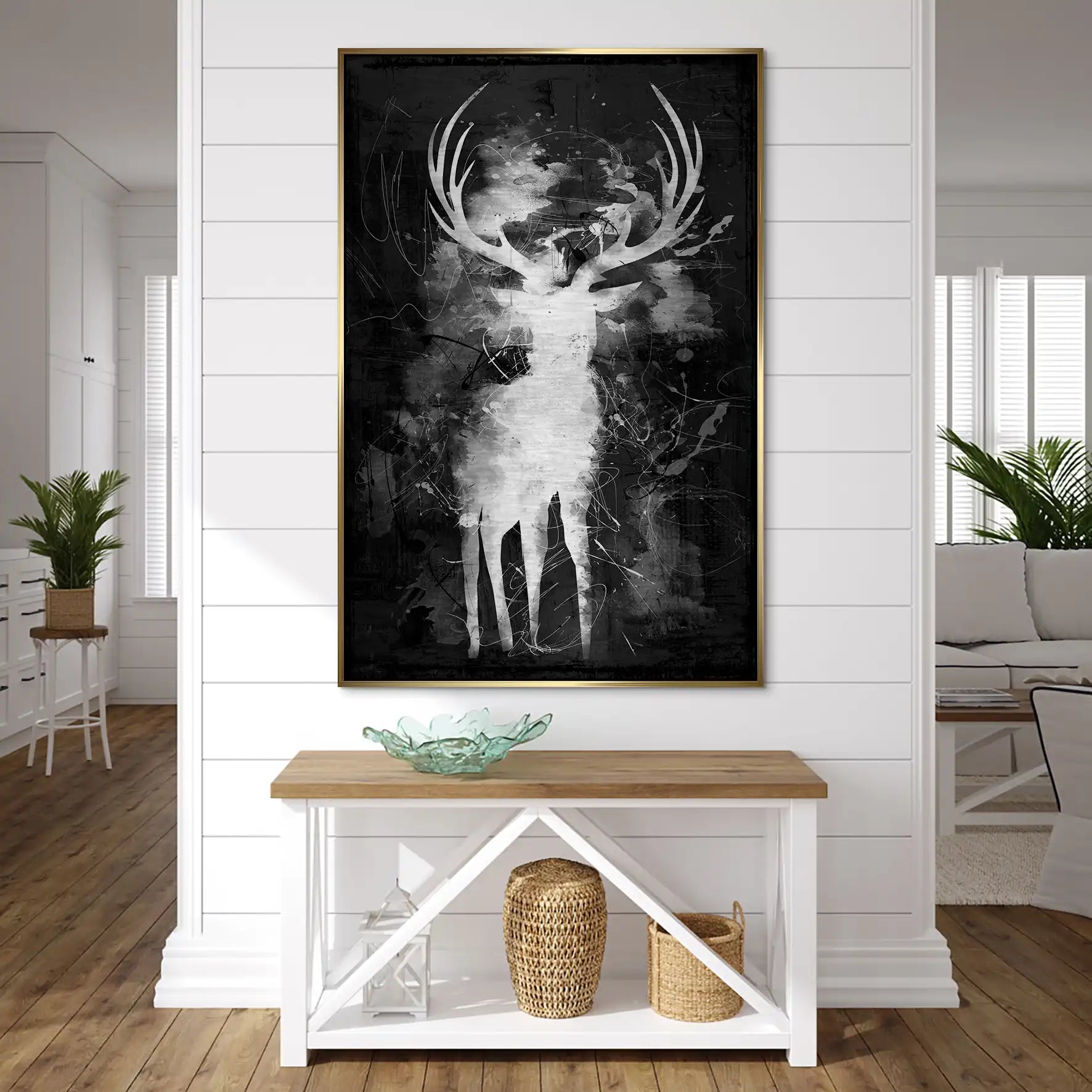 Hirsch Abstrakt Black Style AluDibond Gebürstet INGALERIE