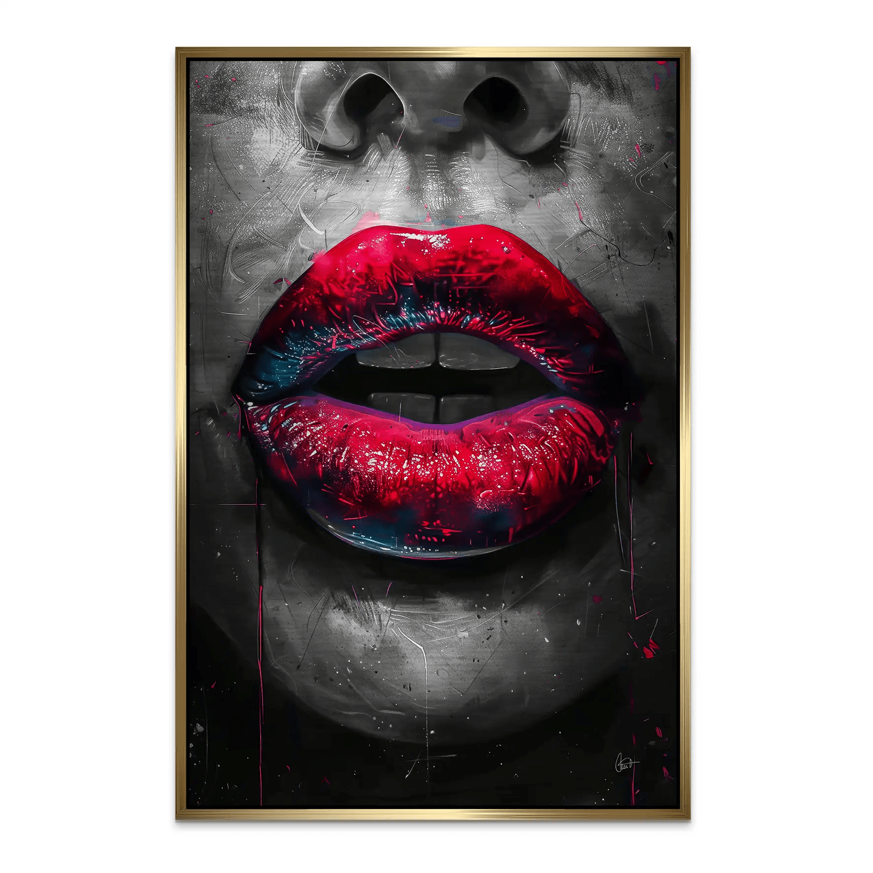 Abstrakt Red Lips Alu Gebürstet Bild INGALERIE