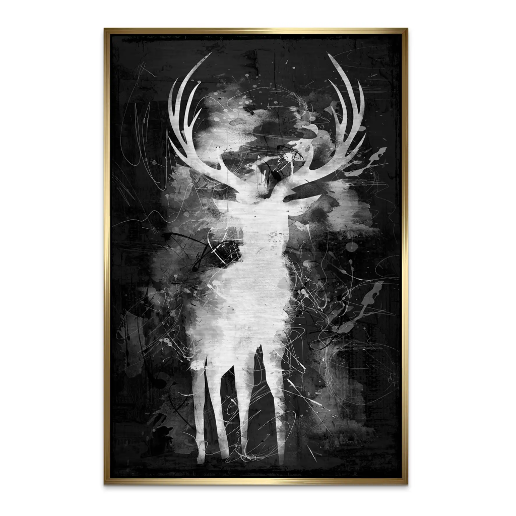 Hirsch Abstrakt Black Style AluDibond Gebürstet INGALERIE
