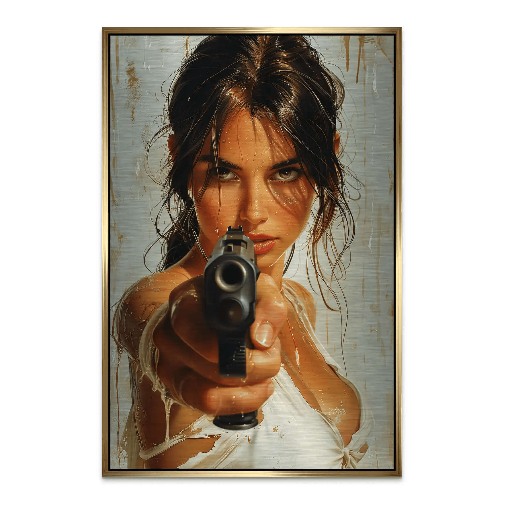 Beauty Gun Girl Nr.2 AluDibond Gebürstet INGALERIE