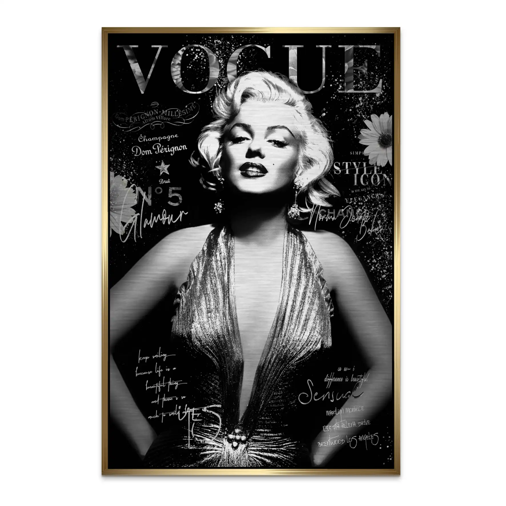 Marilyn Black Vogue AluDibond Gebürstet INGALERIE
