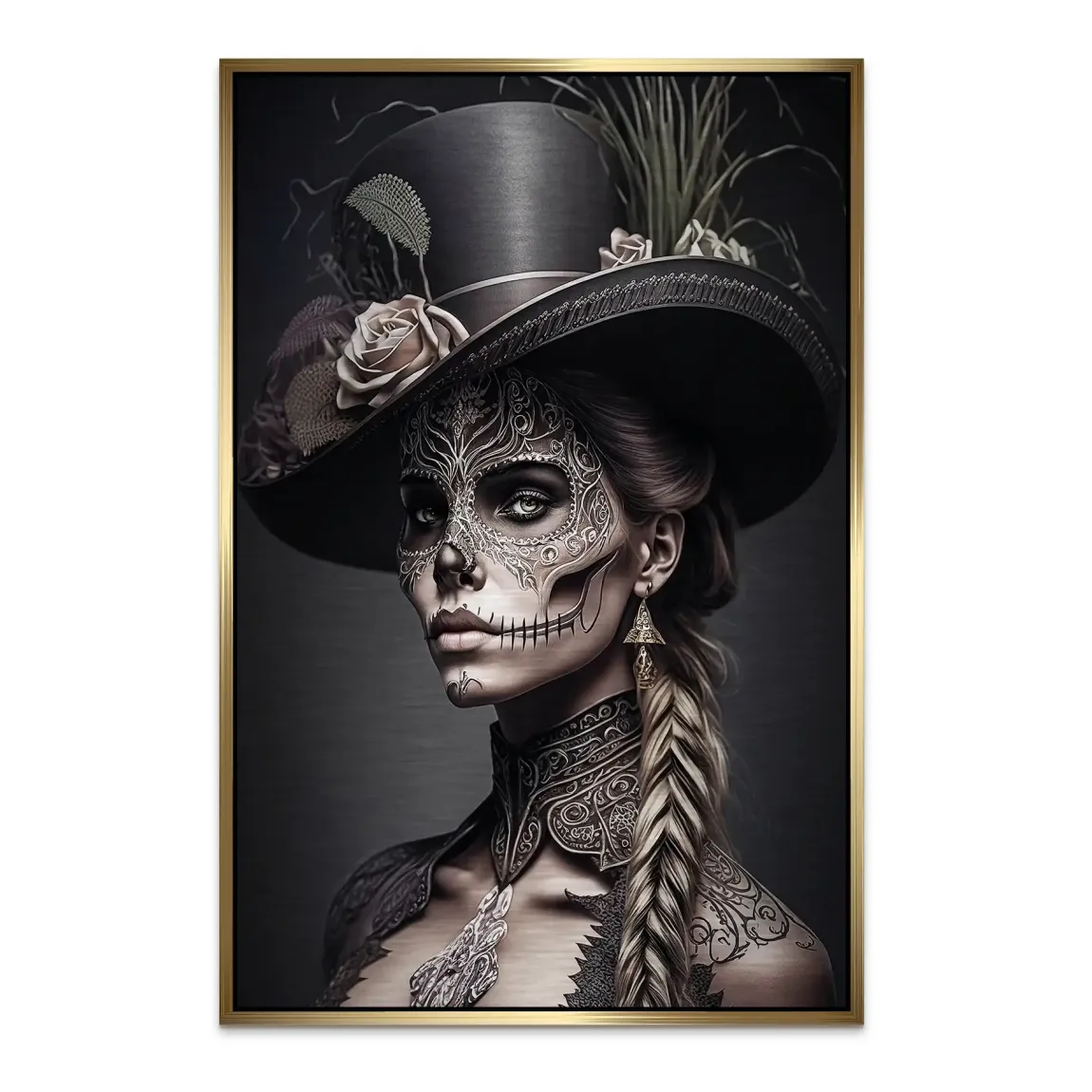 Velvet Noir La Catrina Alu Dibond Bild gebürstet INGALERIE