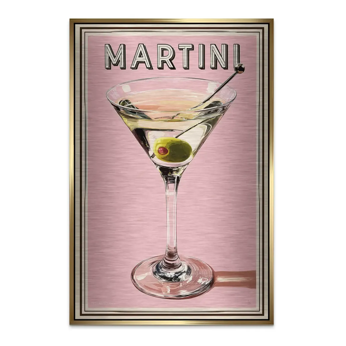 Martini Retro Art Alu Dibond Bild gebürstet