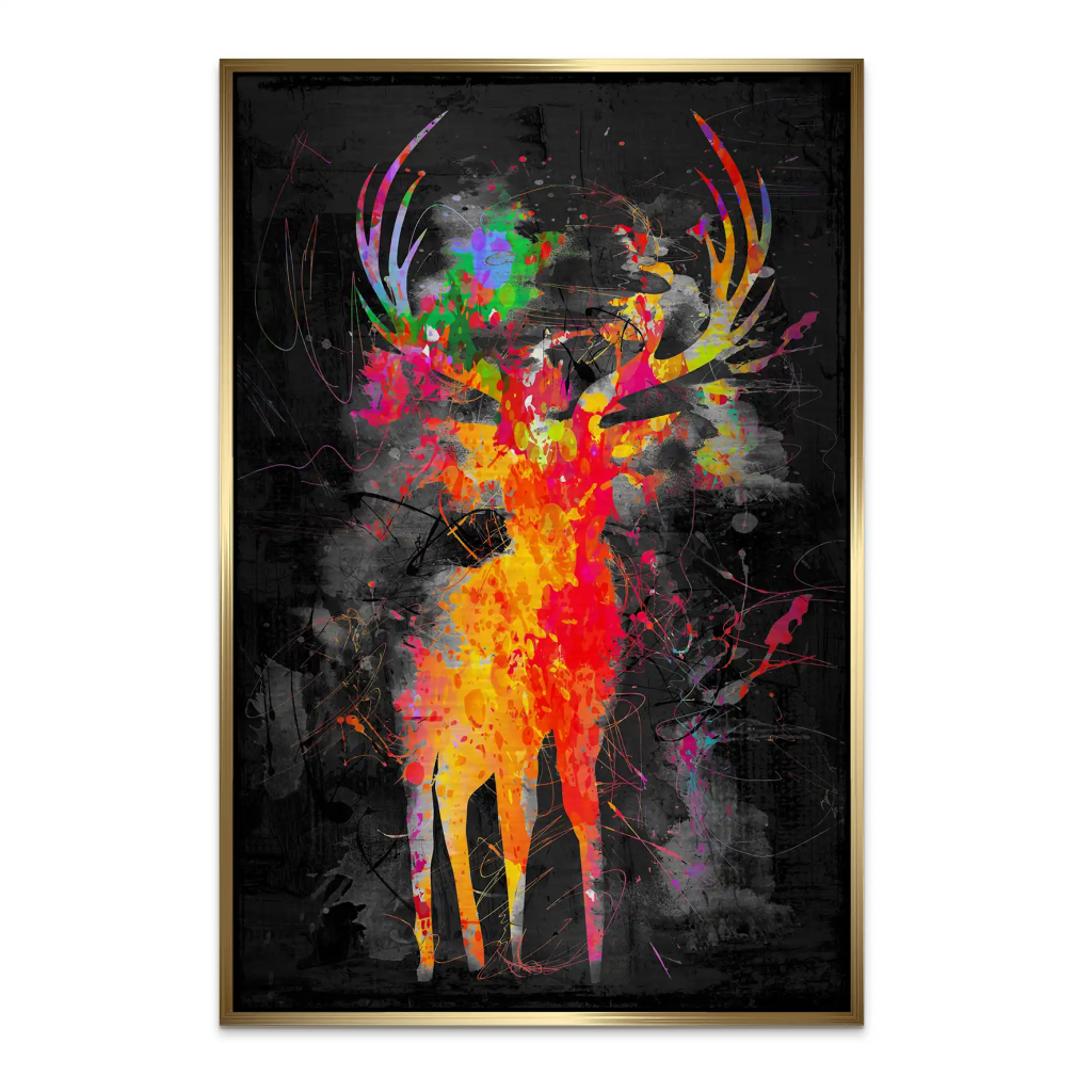 Hirsch Abstrakt Color Style AluDibond Gebürstet INGALERIE