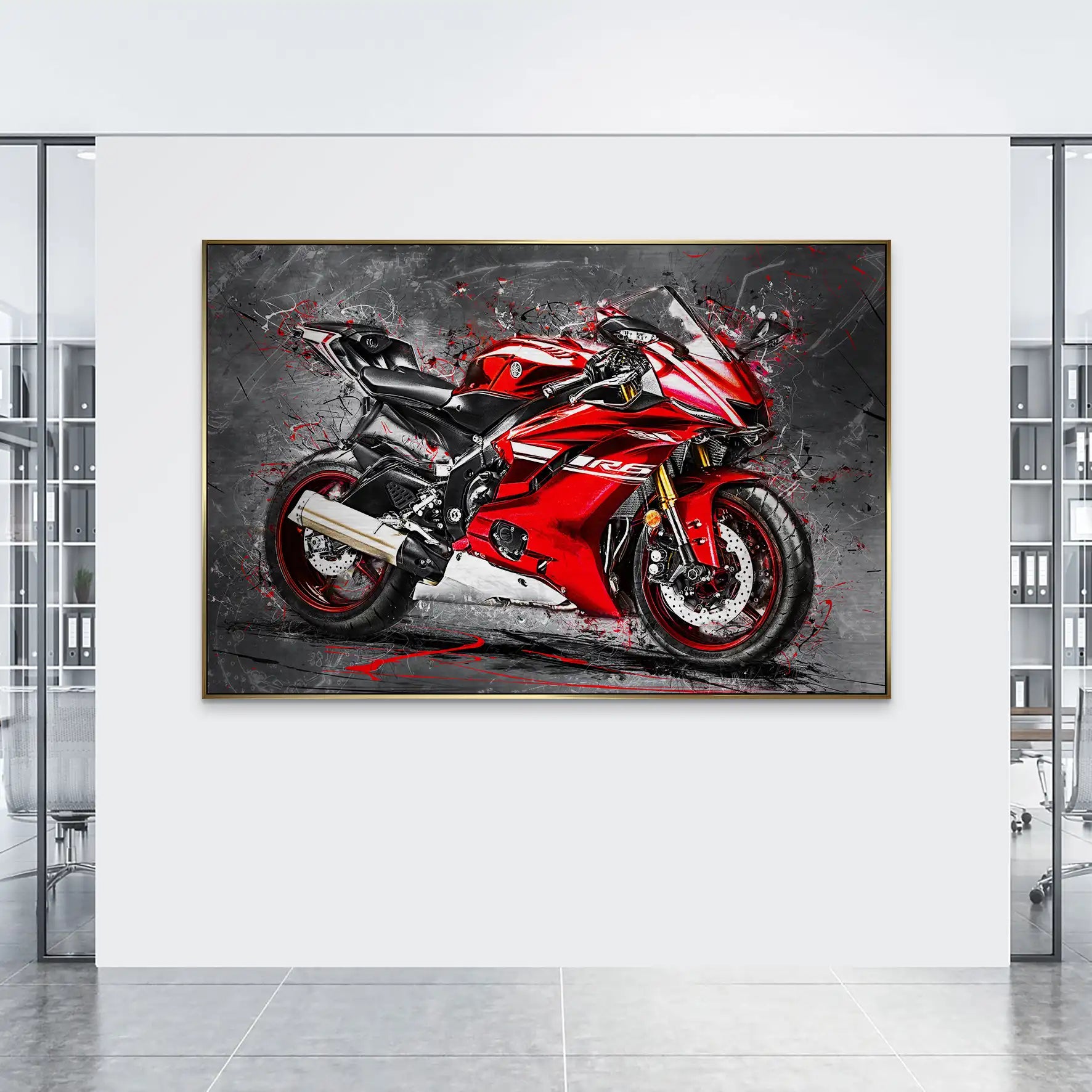 Yamaha R6 Abstrakt Rot AluDibond Gebürstet INGALERIE