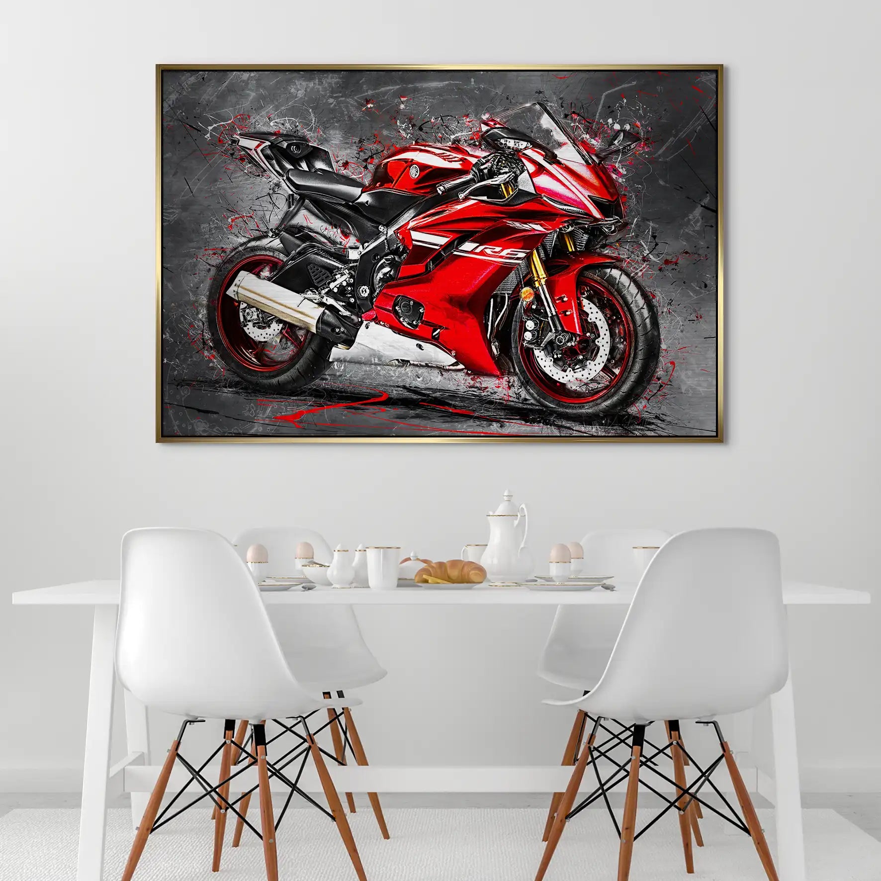 Yamaha R6 Abstrakt Rot AluDibond Gebürstet INGALERIE