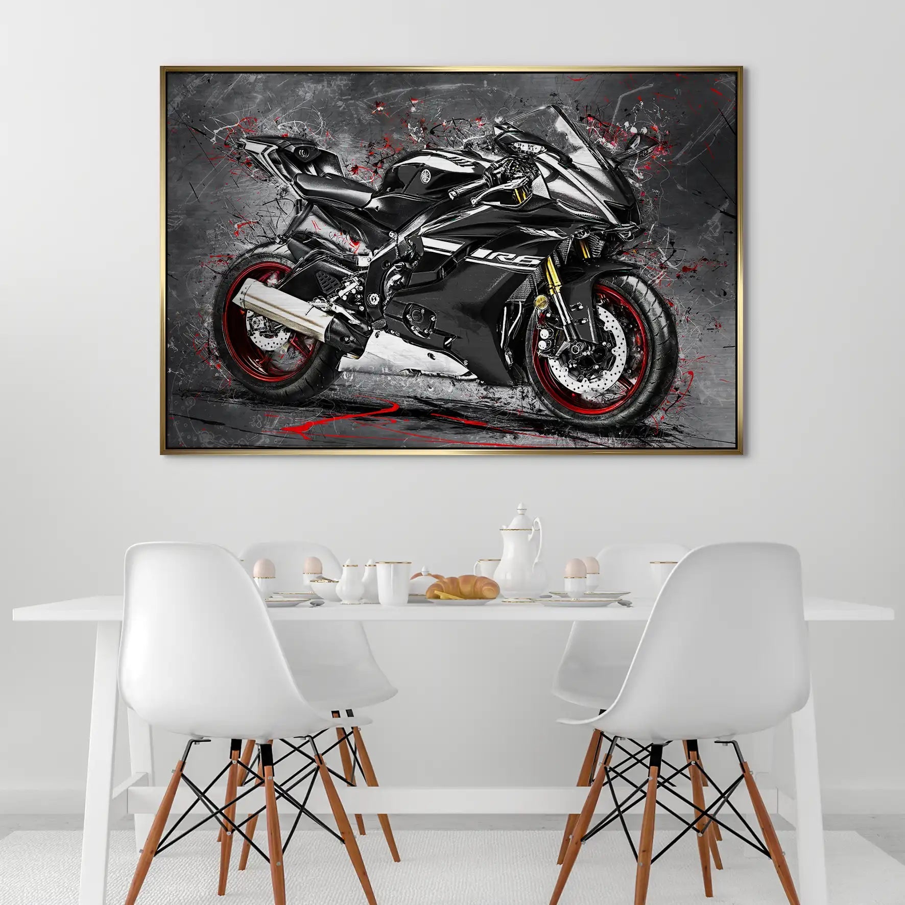 Yamaha R6 Abstrakt Black AluDibond Gebürstet INGALERIE