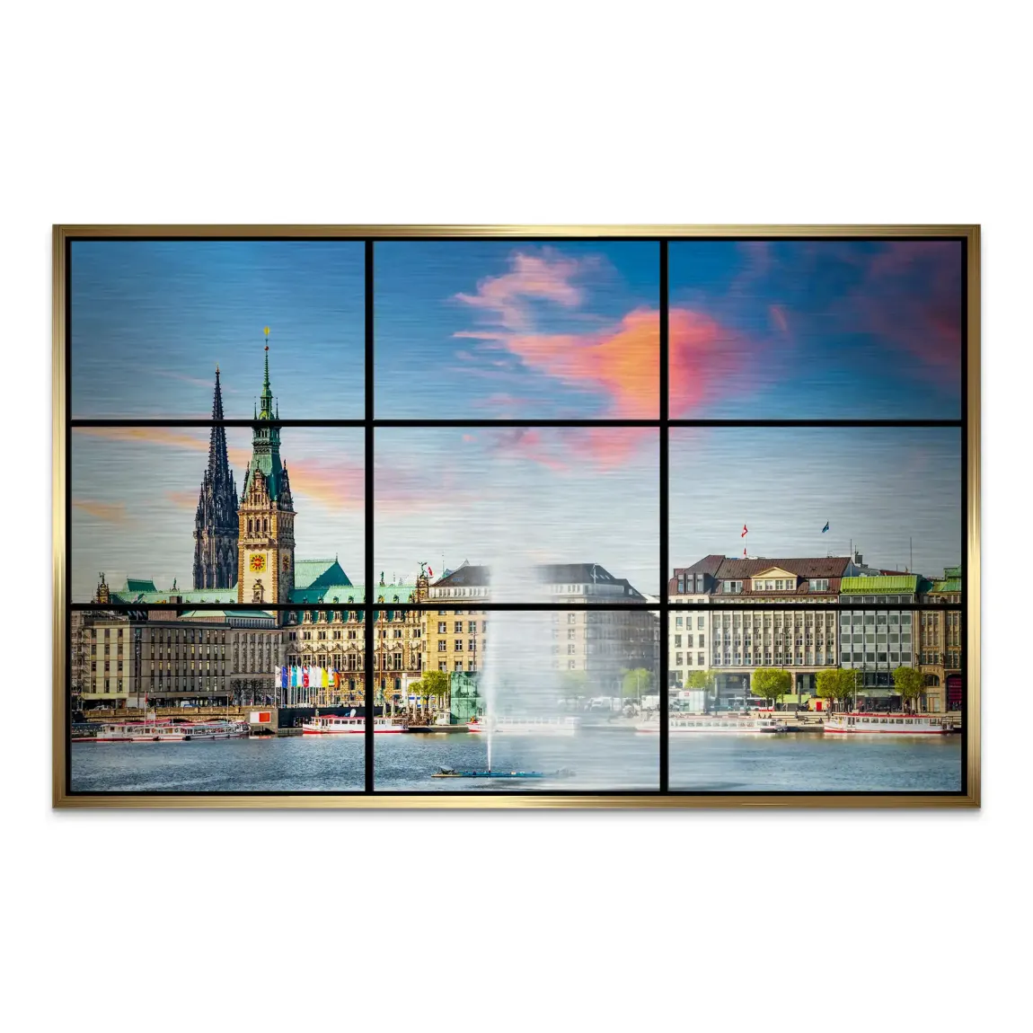 Sunset View Hamburg AluDibond Gebürstet