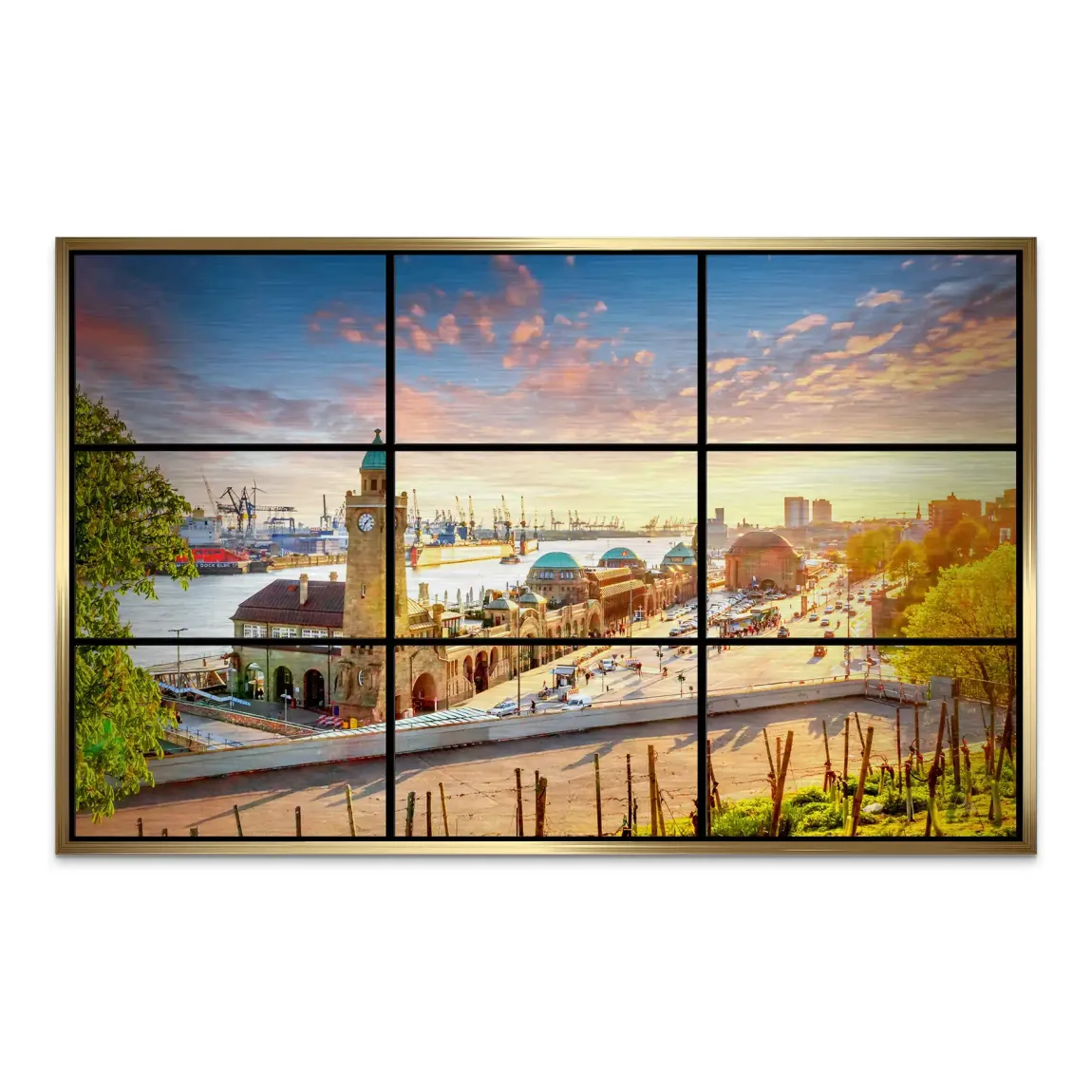 Hamburg Sunset View AluDibond Gebürstet