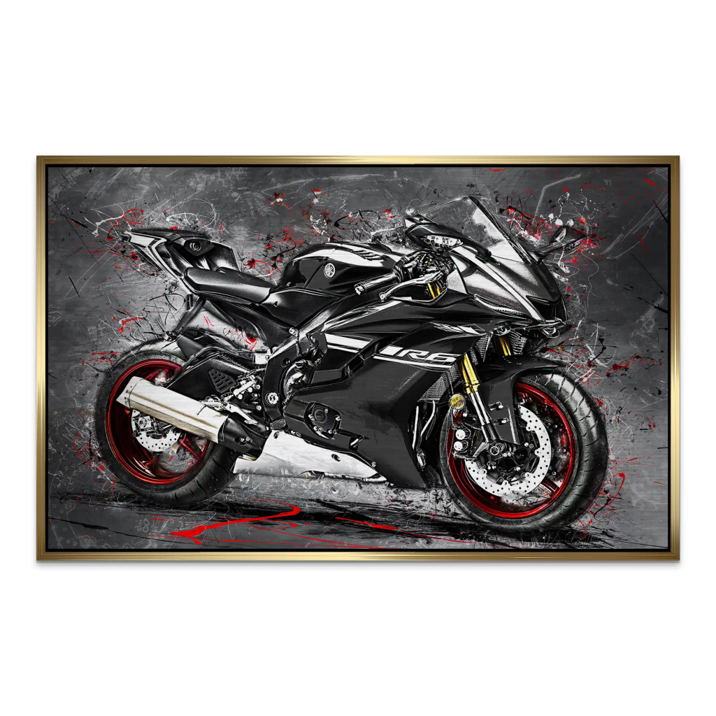 Yamaha R6 Abstrakt Black AluDibond Gebürstet INGALERIE