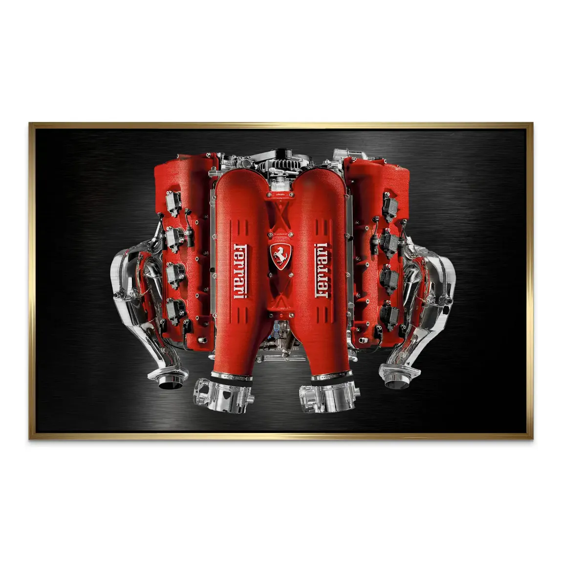 Ferrari V8 Motor AluDibond Gebürstet