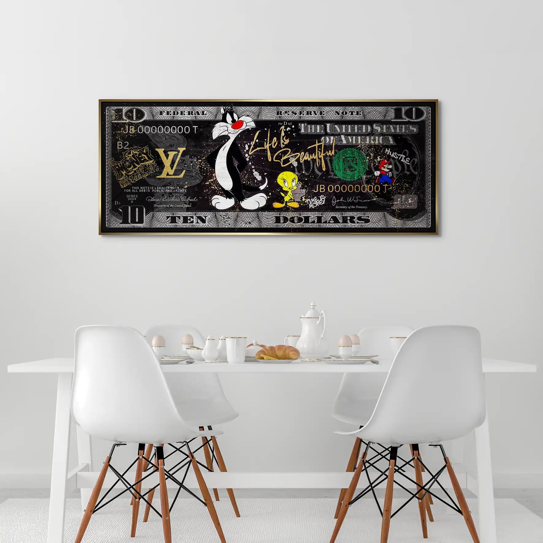 Tweety und Sylvester Hustle Dollar AluDibond Gebürstet INGALERIE