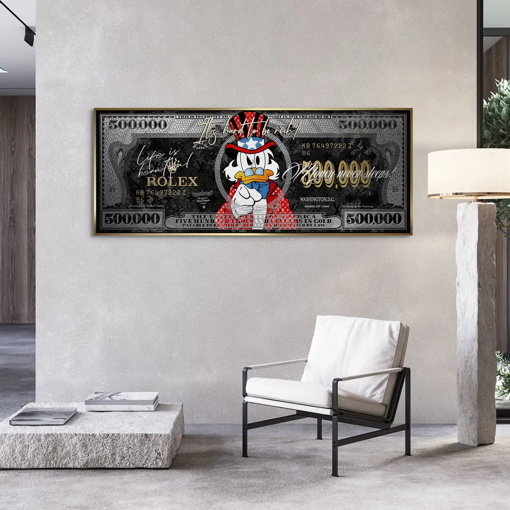 Dagobert Money Never Sleeps Dollar Black Alu Gebürstet INGALERIE