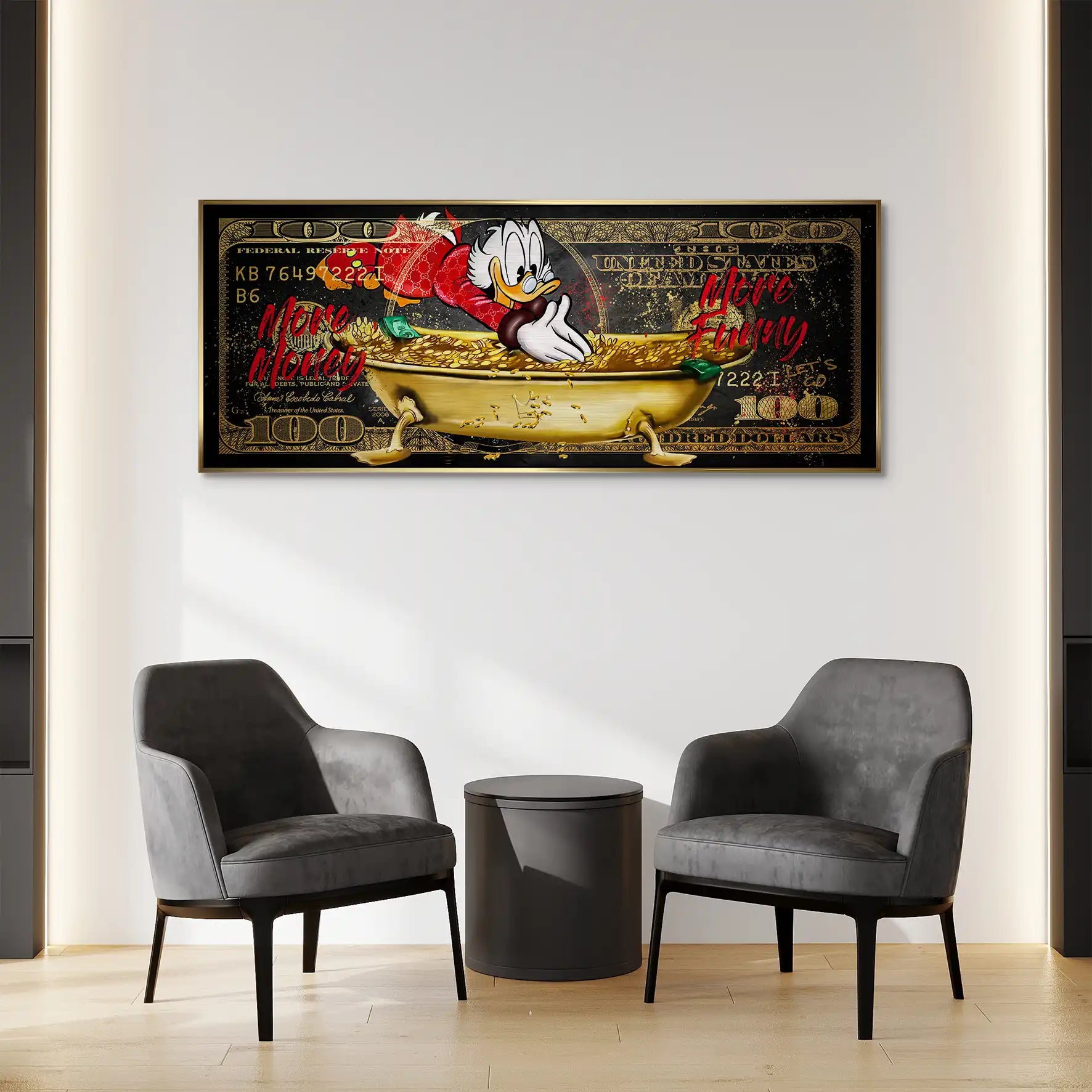 Dagobert Dollar More Money Pop Art Alu Gebürstet INGALERIE