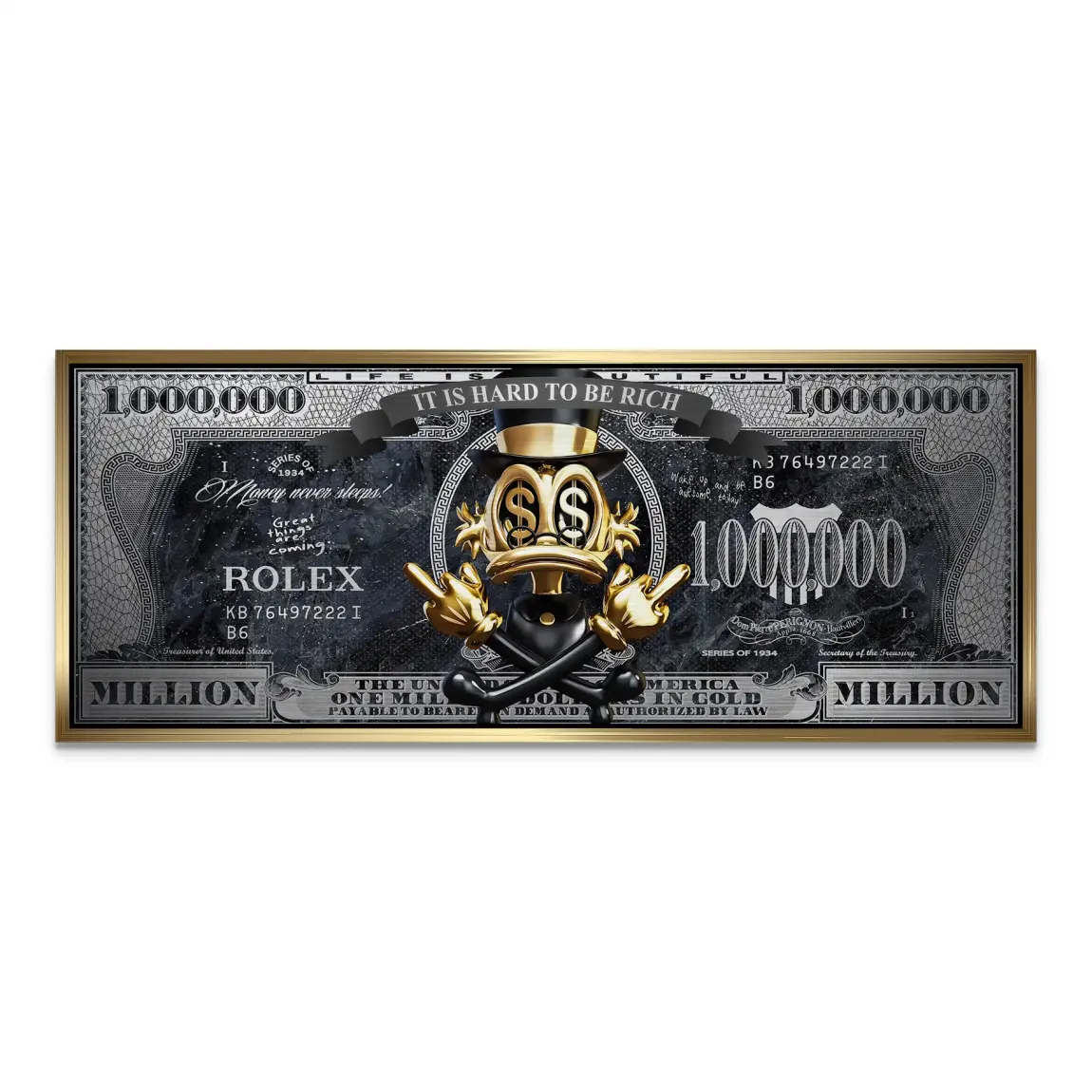 Dagobert Duck Totenkopf Black Dollar Alu Gebürstet INGALERIE