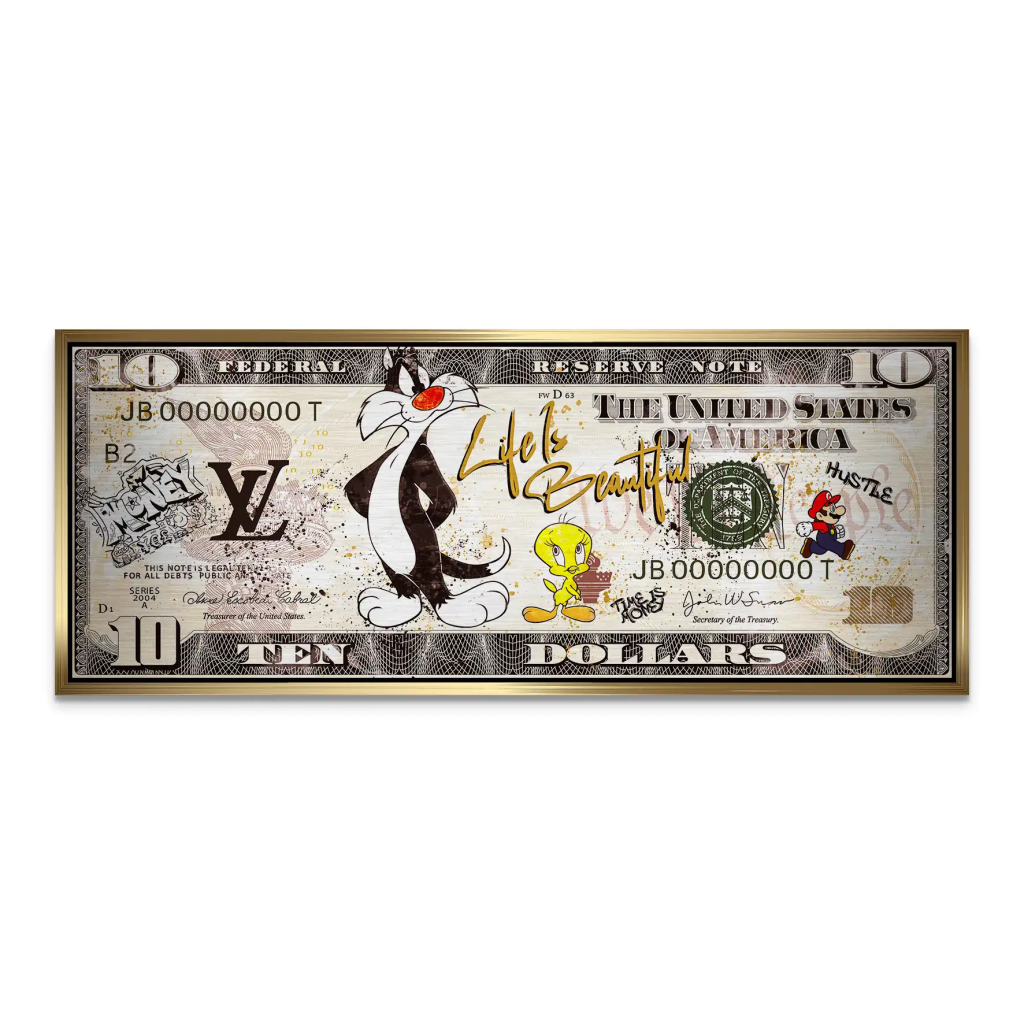 Tweety und Sylverster Dollar AluDibond Gebürstet INGALERIE