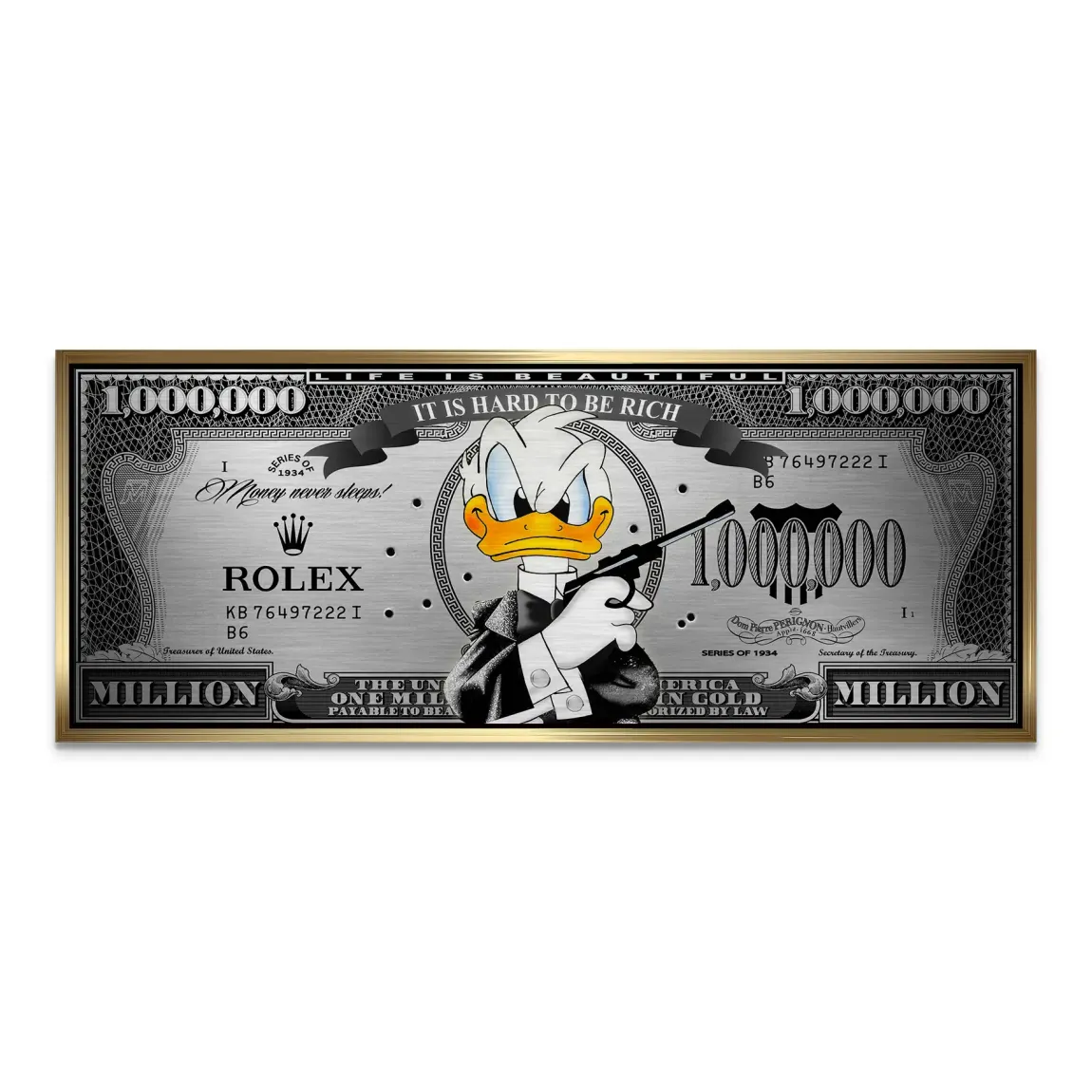 Donald Duck License to Bill Pop Art Dollar Alu Gebürstet INGALERIE