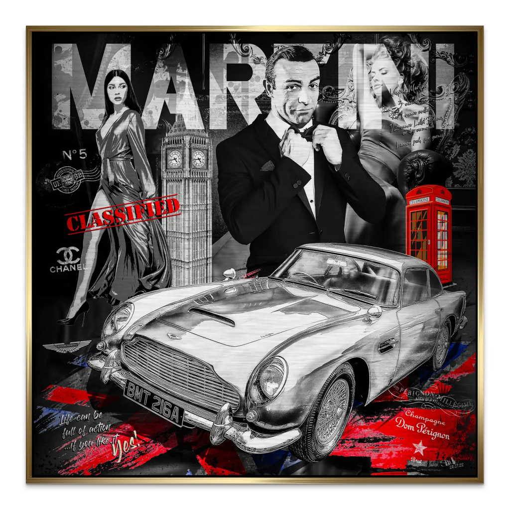 James Bond Martini Connery Style Alu Gebürstet Bild INGALERIE