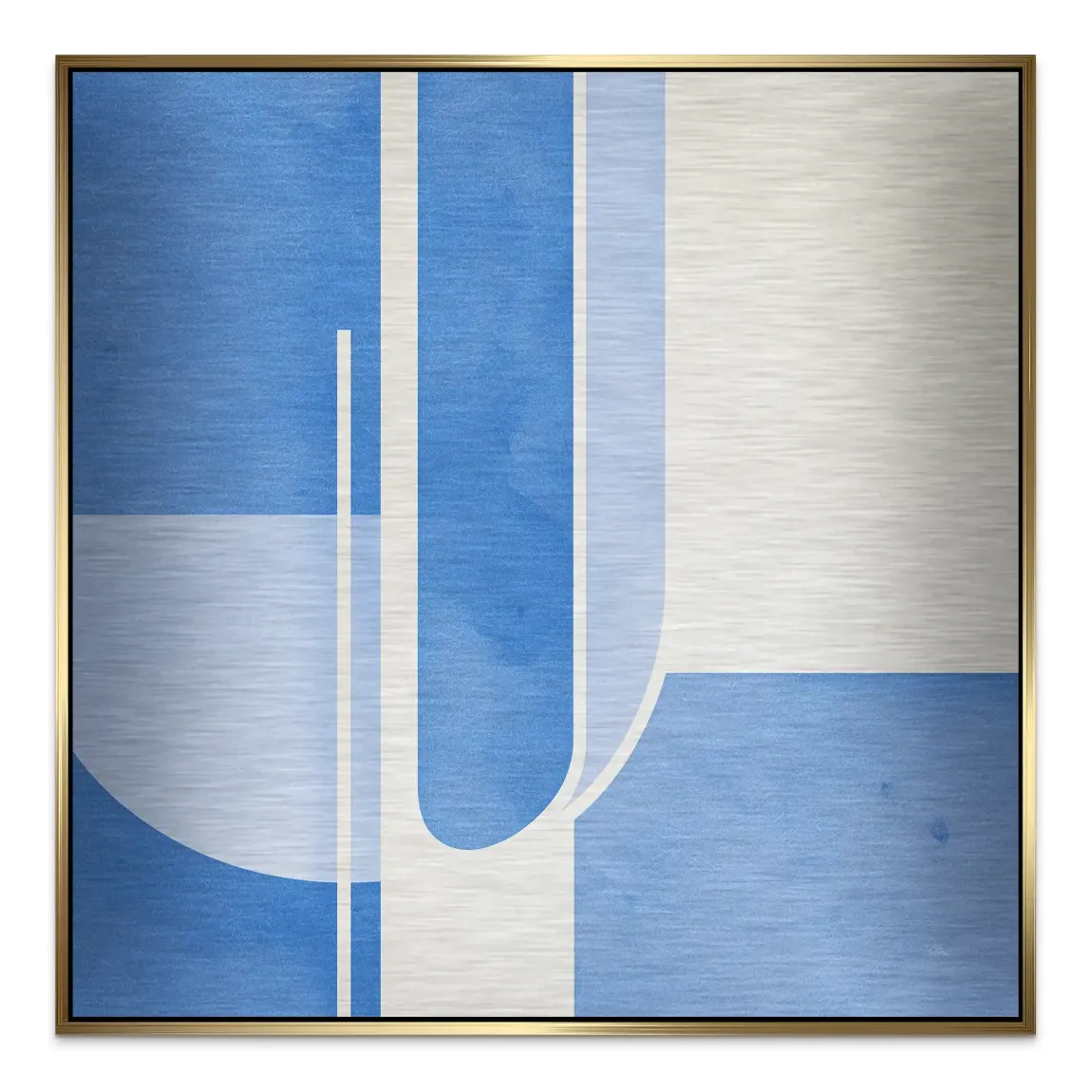 Blaue Geometrie Aluminiumbild gebürstet