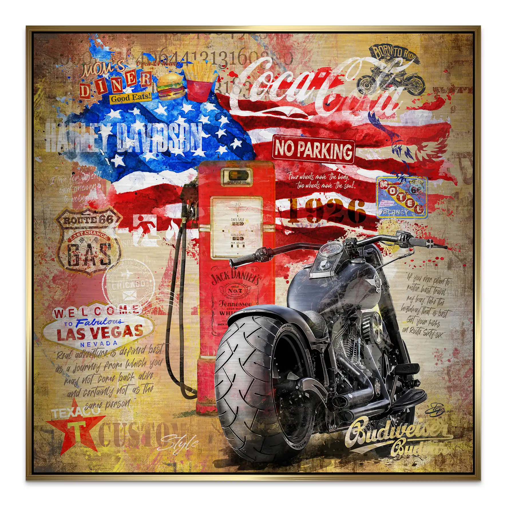 Harley USA Pop Art Alu Gebürstet INGALERIE