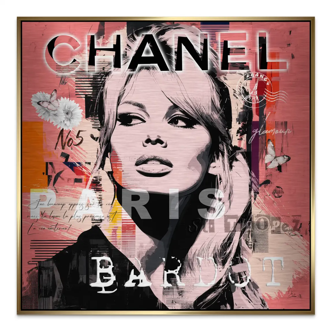 Bardot Chanel Art Aluminiumbild gebürstet