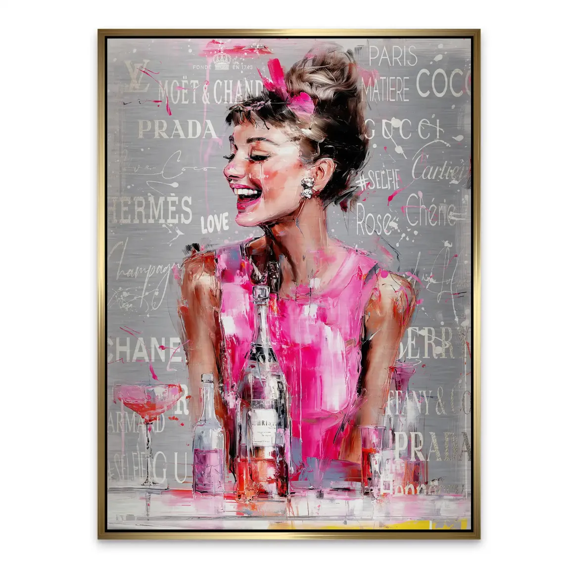 Champagne Bliss Audrey Hepburn Alu Gebürstet Bild