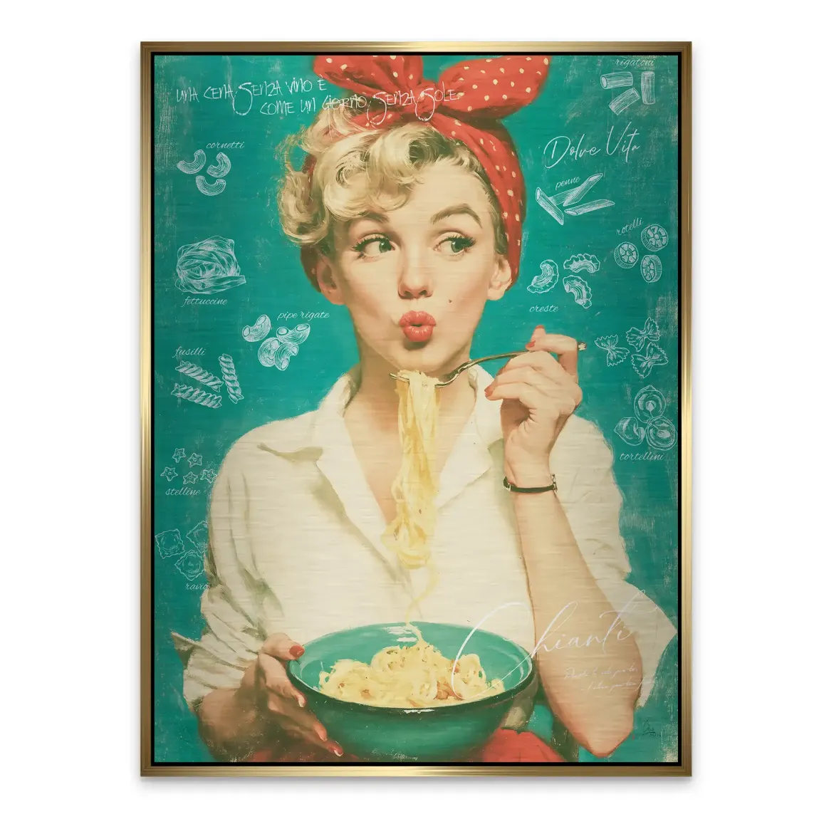 Marilyn Monroe Pasta Aluminiumbild gebürstet