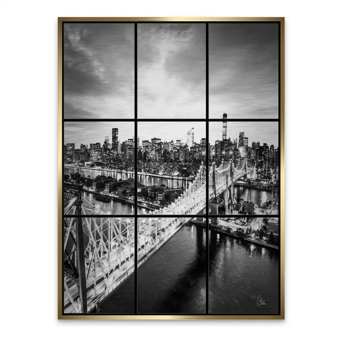 Bridge Lights New York Alu Gebürstet Bild