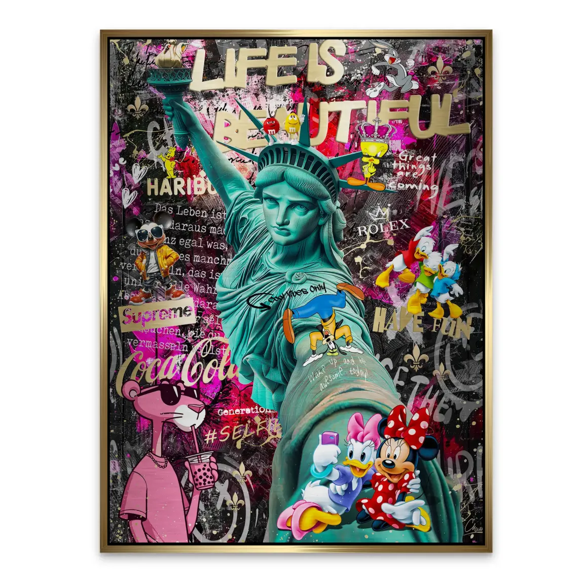 Liberty Selfie Pop Art Alu Gebürstet Bild