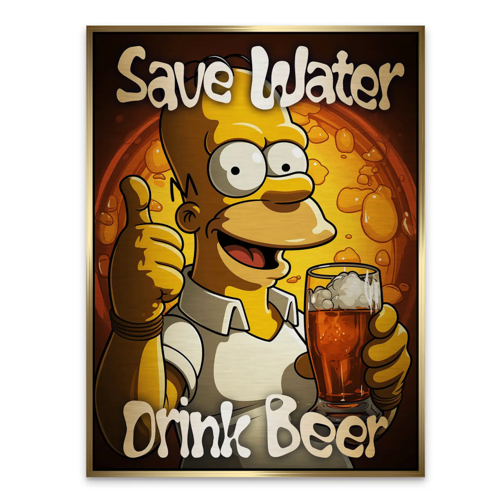 Homer Drink Beer Aludibond Gebürstet INGALERIE
