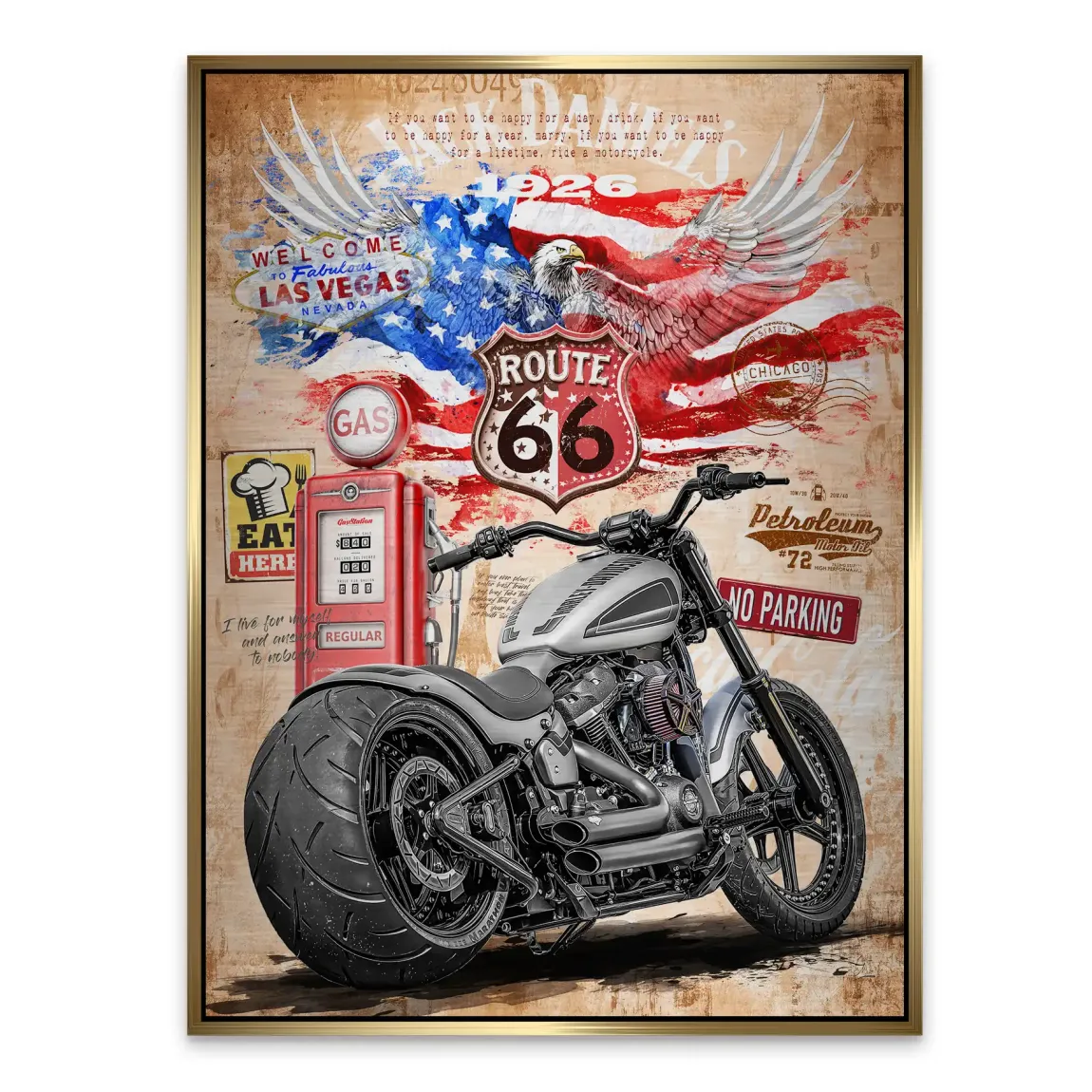 Harley Route 66 Alu Gebürstet Bild