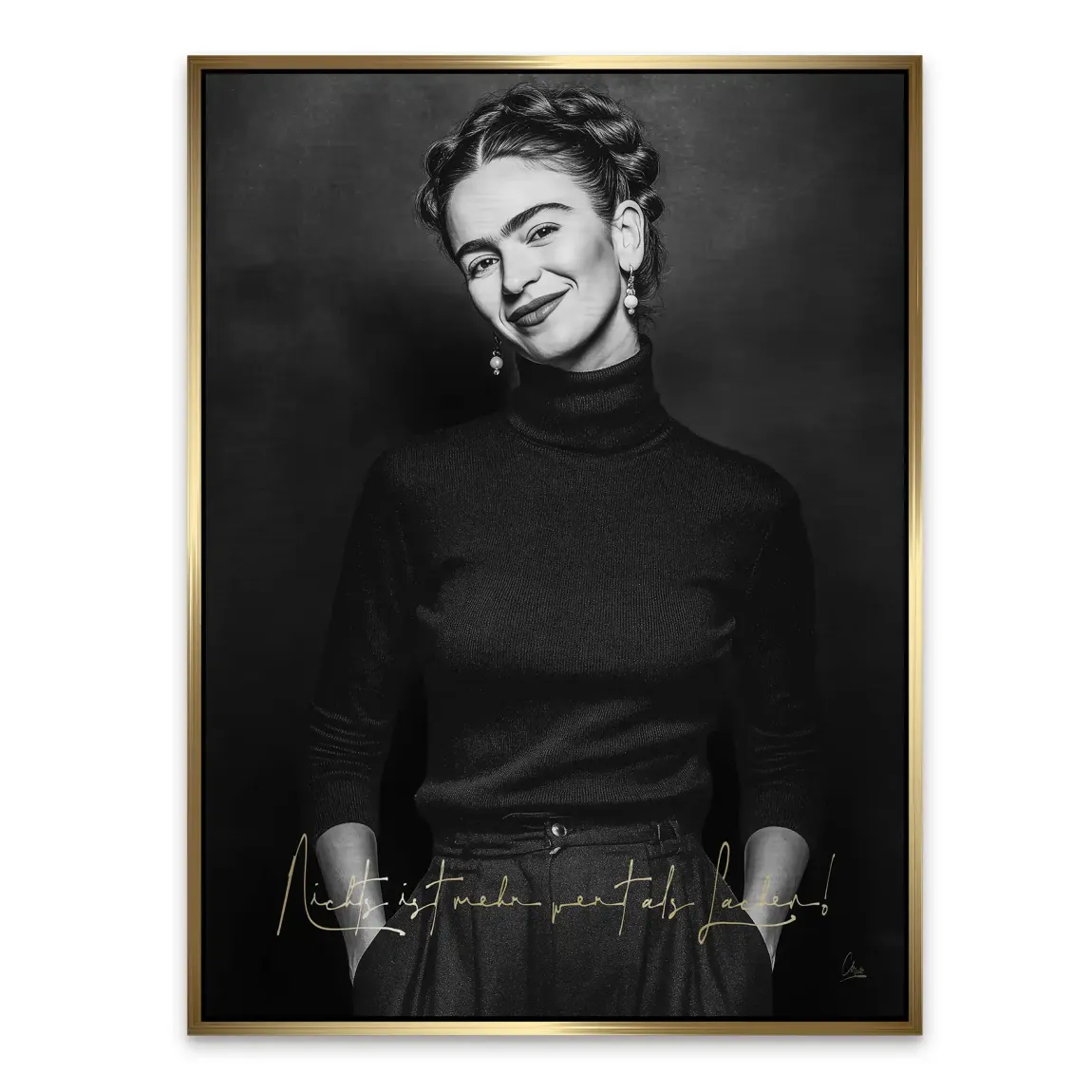 Frida Kahlo stilles Lächeln Alu Gebürstet Bild