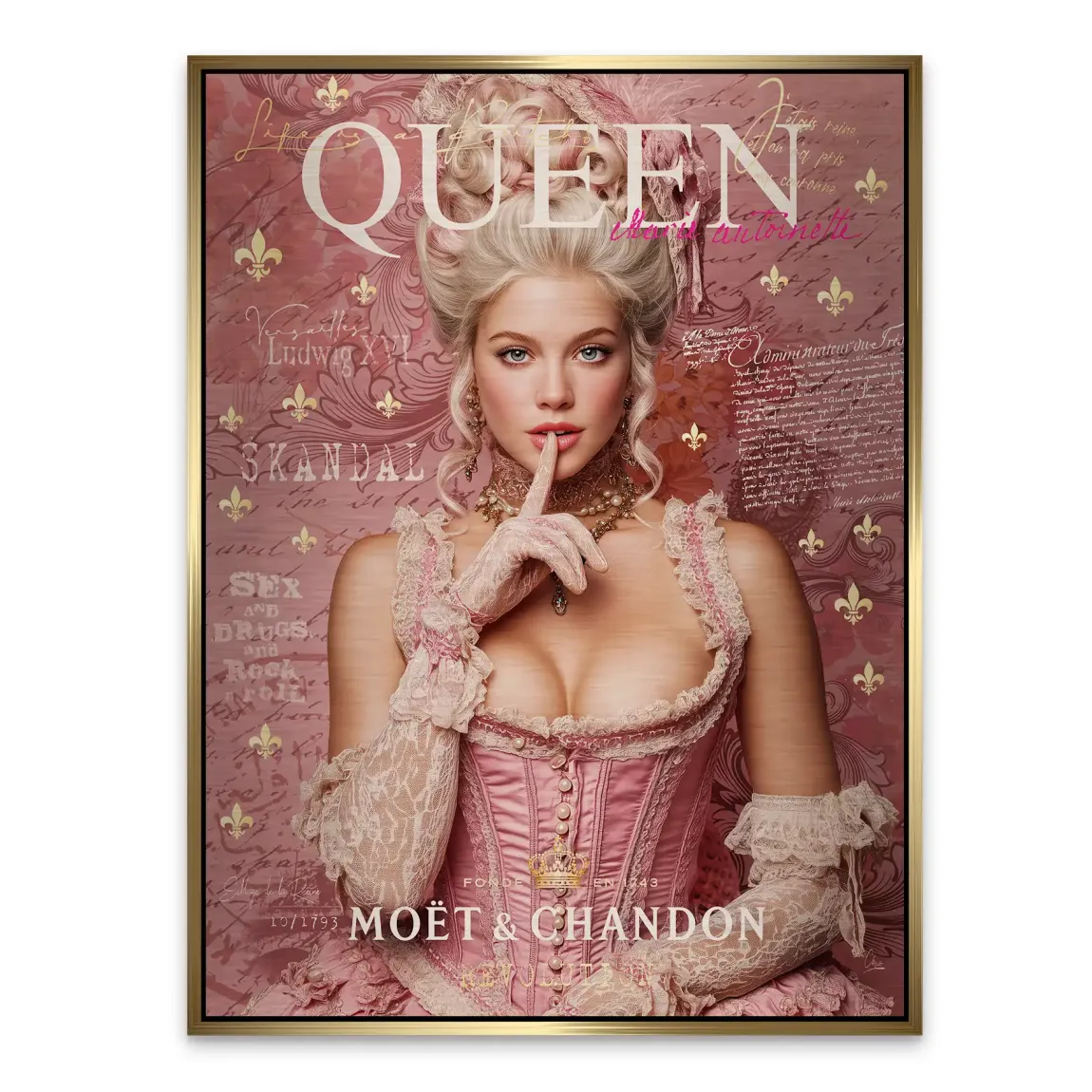 Marie Antoinette Rebellion Pop Art Alu Gebürstet Bild