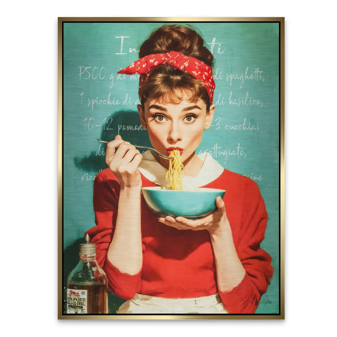Audrey Hepburn Pasta Moments Alu Gebürstet Bild